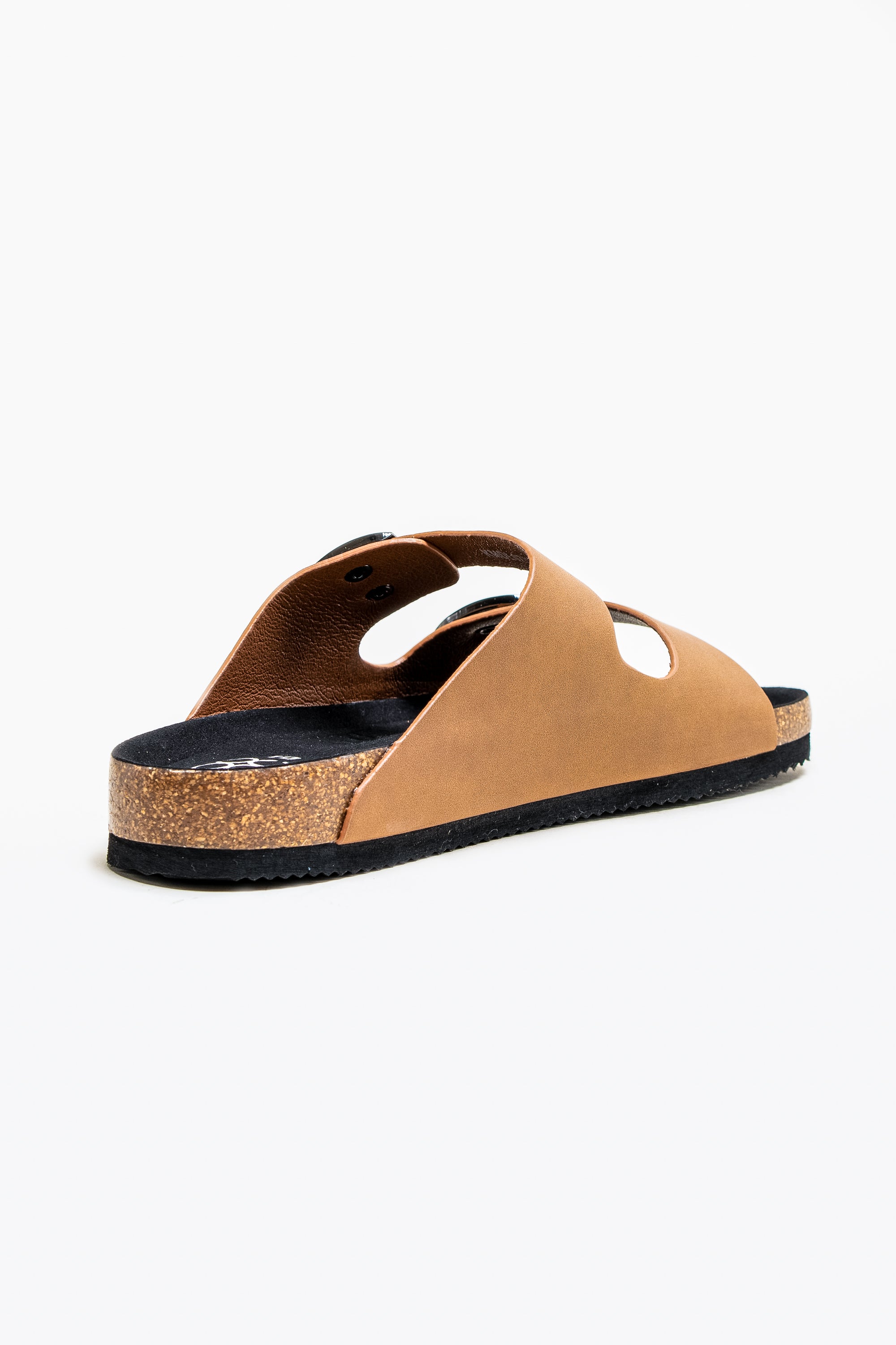Men's Buckle-Strap Cork Slider Sandals - DAYTONA - Tan Brown Back Picture