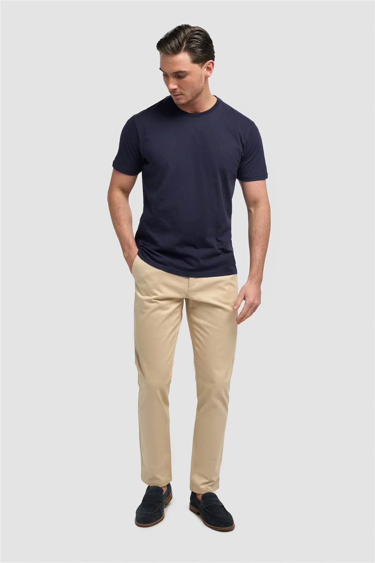 Men's Casual Cotton Chino - DAKOTA - Beige Model Picture