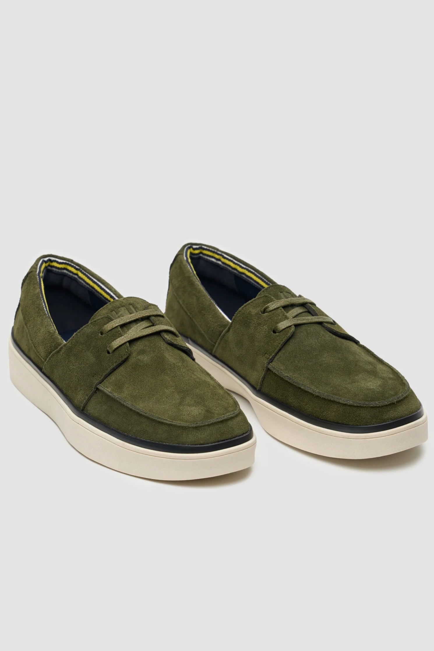 Men’s Casual Suede Slip-On Loafers - Amalfi - Olive Green Pair Side Picture