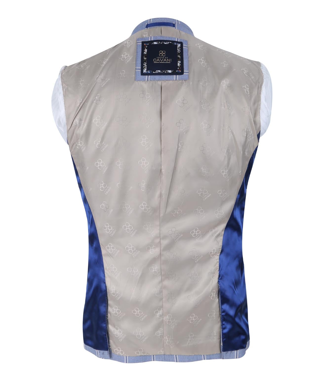 Men’s Check 3 Piece Suit - Style PARADISE Light Blue