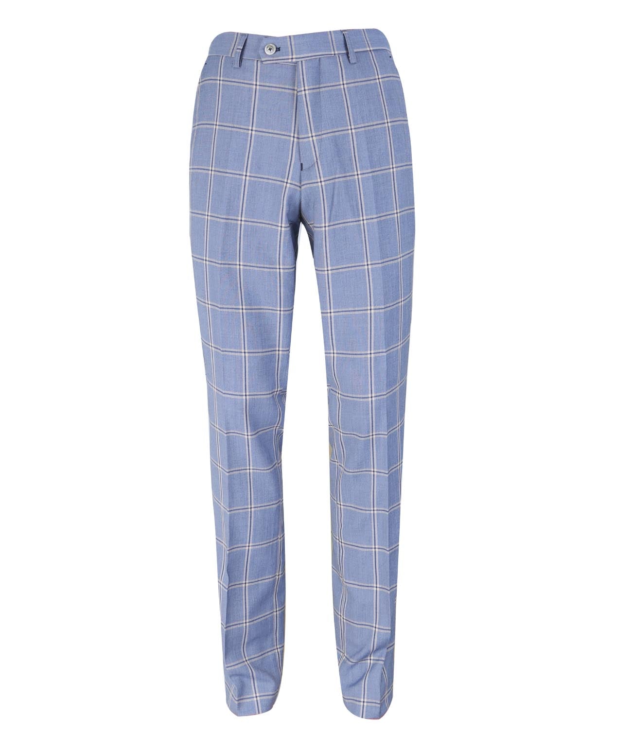 Men’s Check 3 Piece Suit - Style PARADISE Light Blue