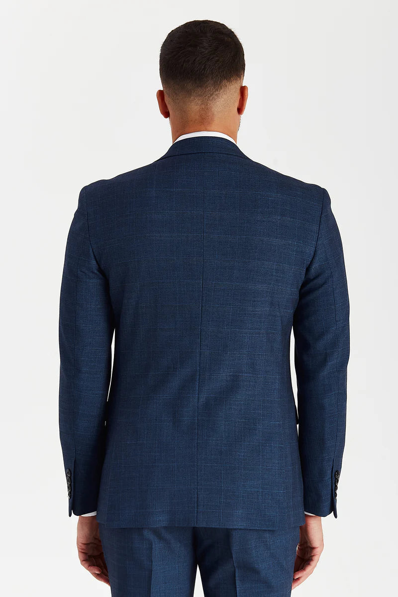 Men’s Check Navy Suit Jacket - VICEROY - Navy Blue