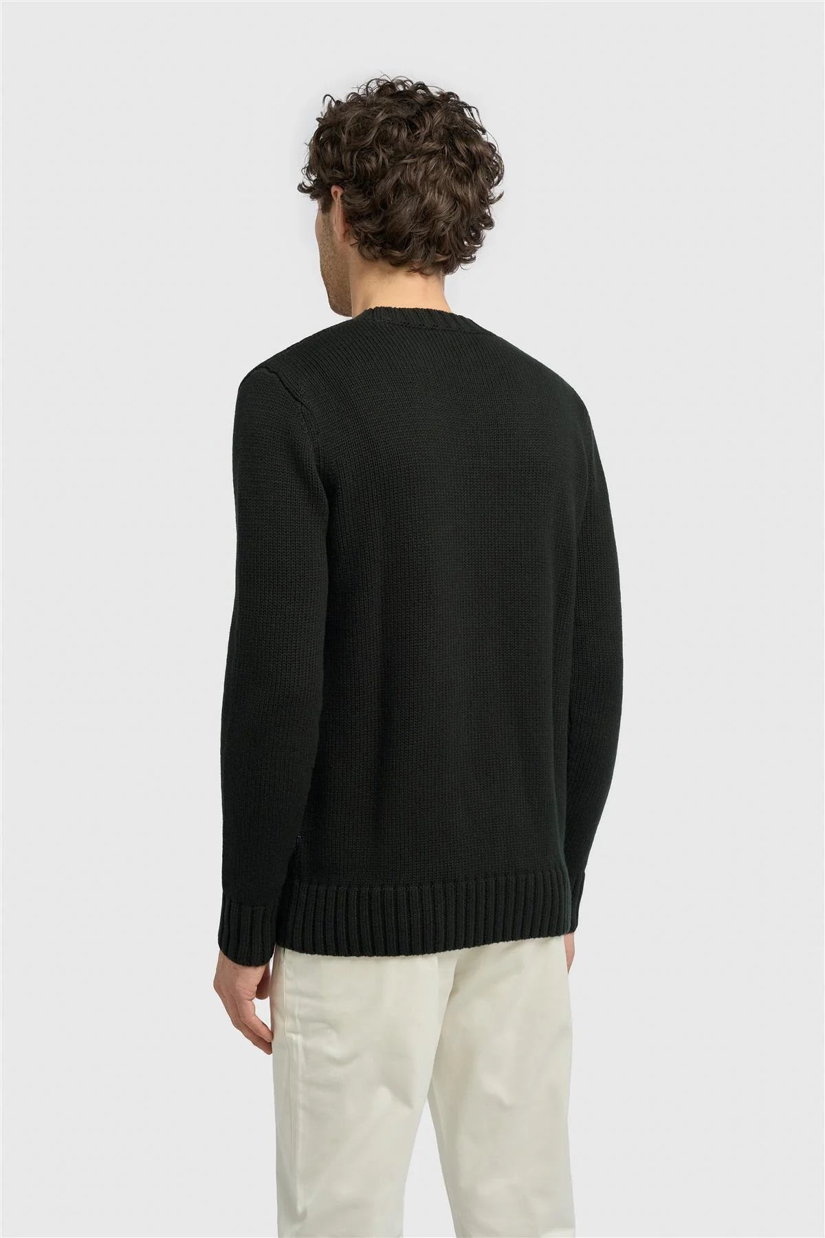 Men’s Classic Knit Pullover Jumper - FARREL - Dark Green Back Picture