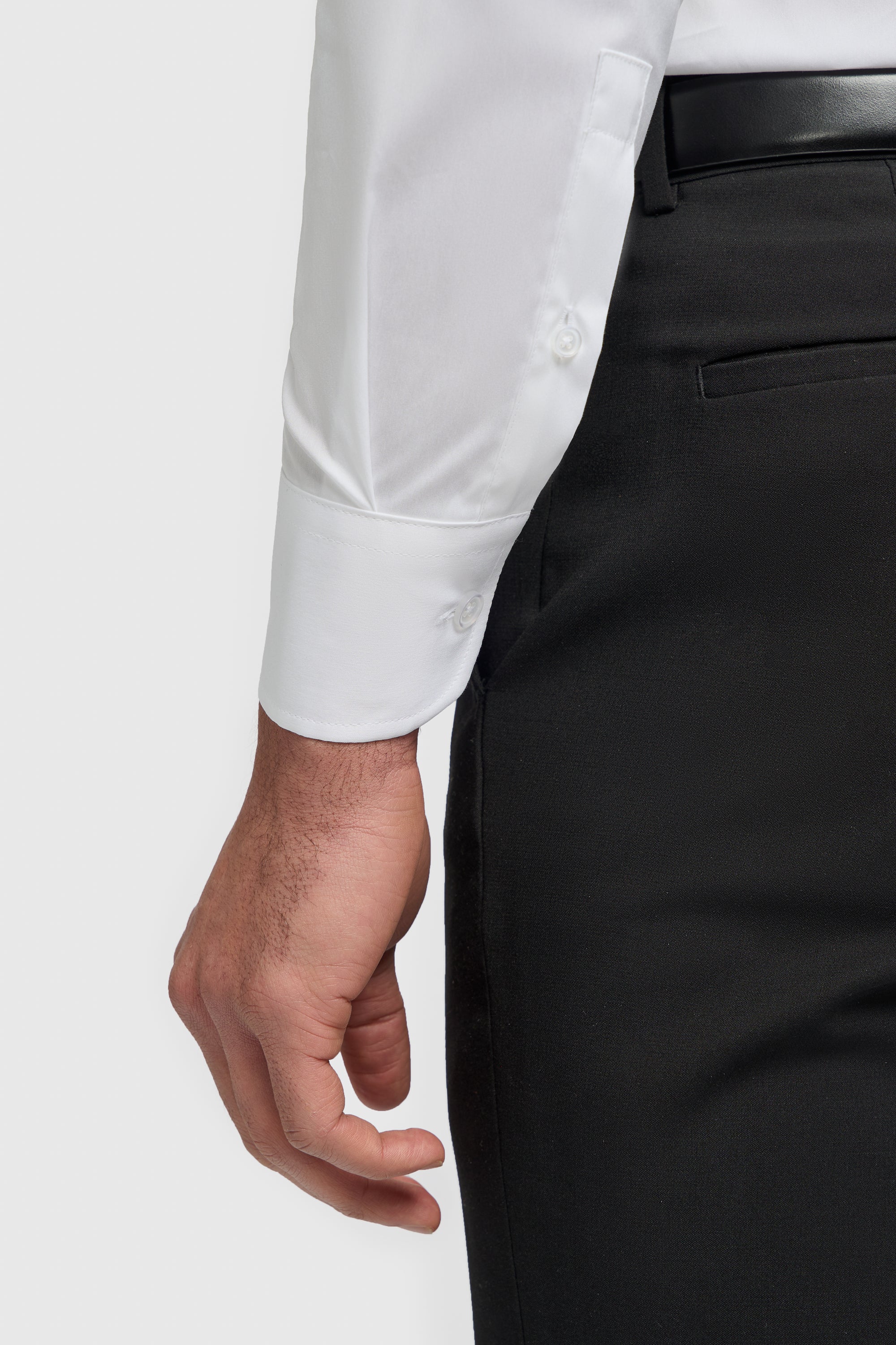 Men's Cotton Blend Slim Fit Dress Shirt - MONACO - White