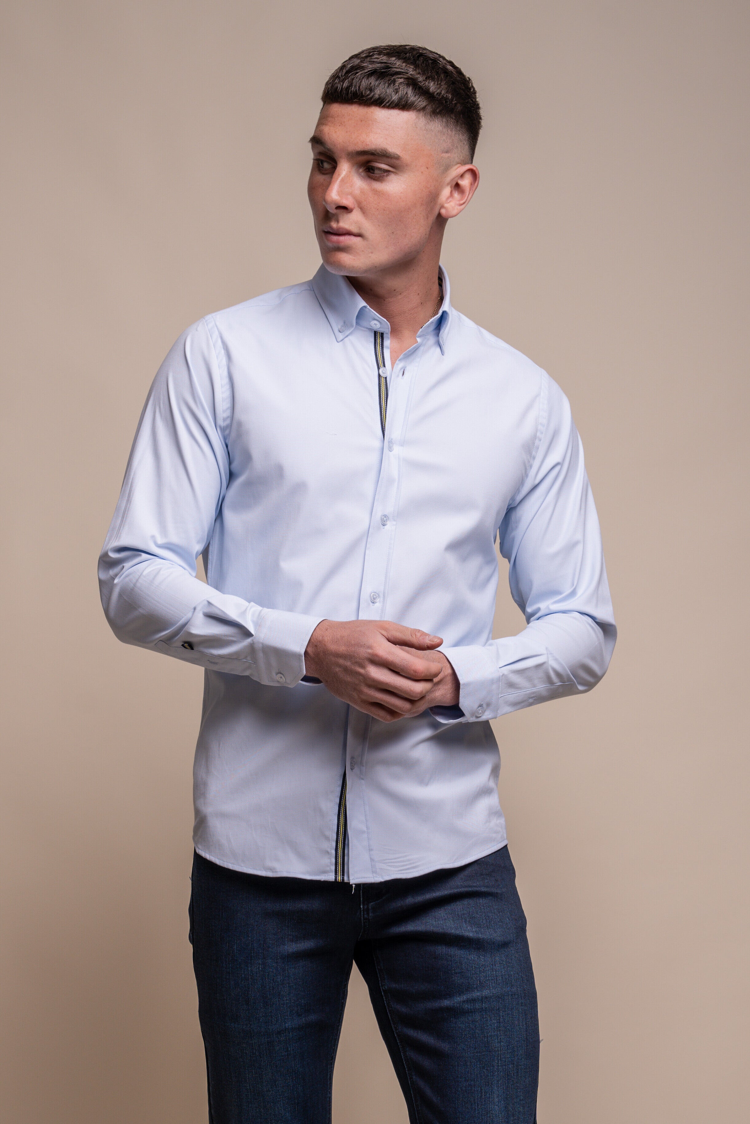 Men's Cotton Casual Shirt - Tessa - Sky Blue Model Picture