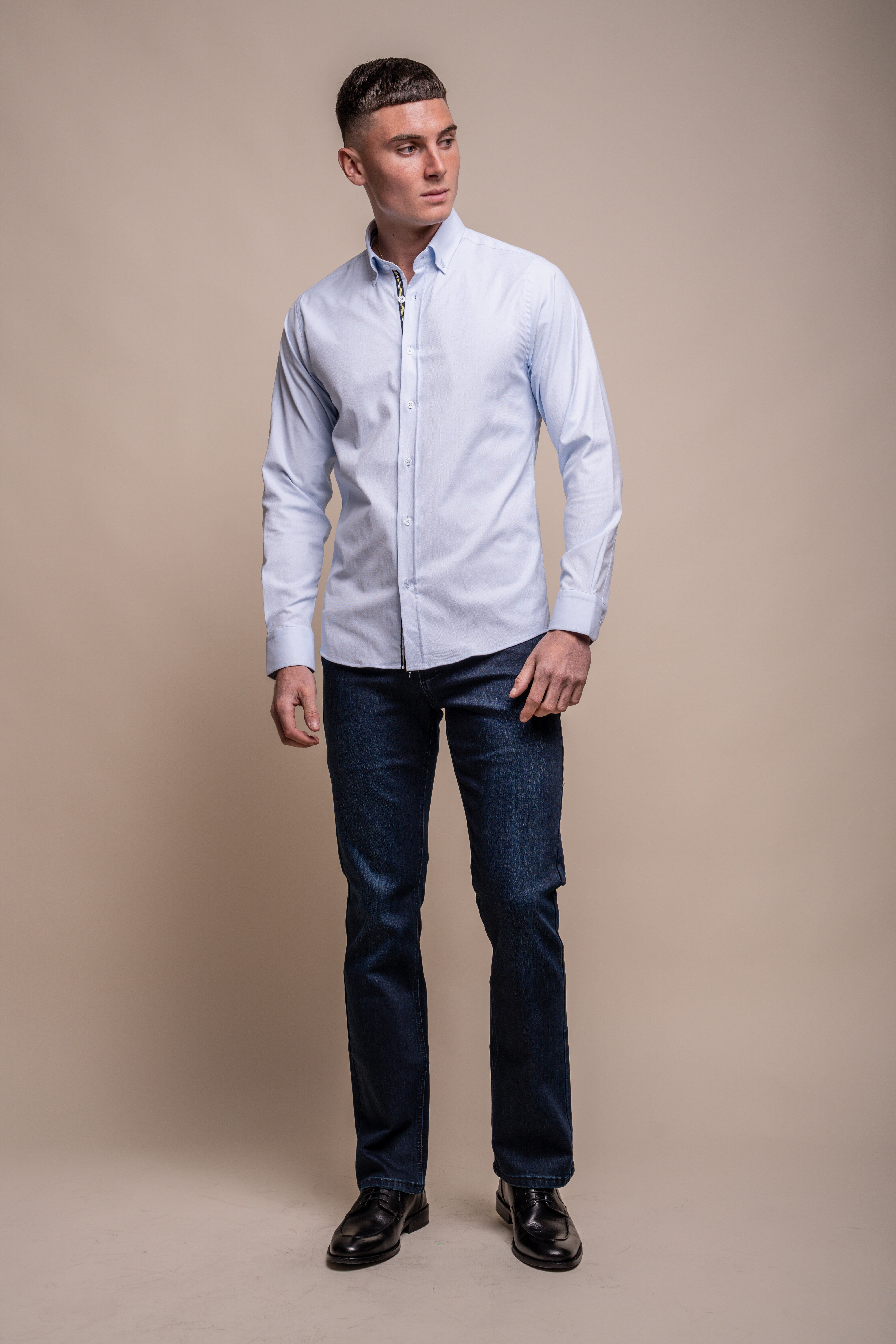 Men's Cotton Casual Shirt - Tessa - Sky Blue Model Front Picture