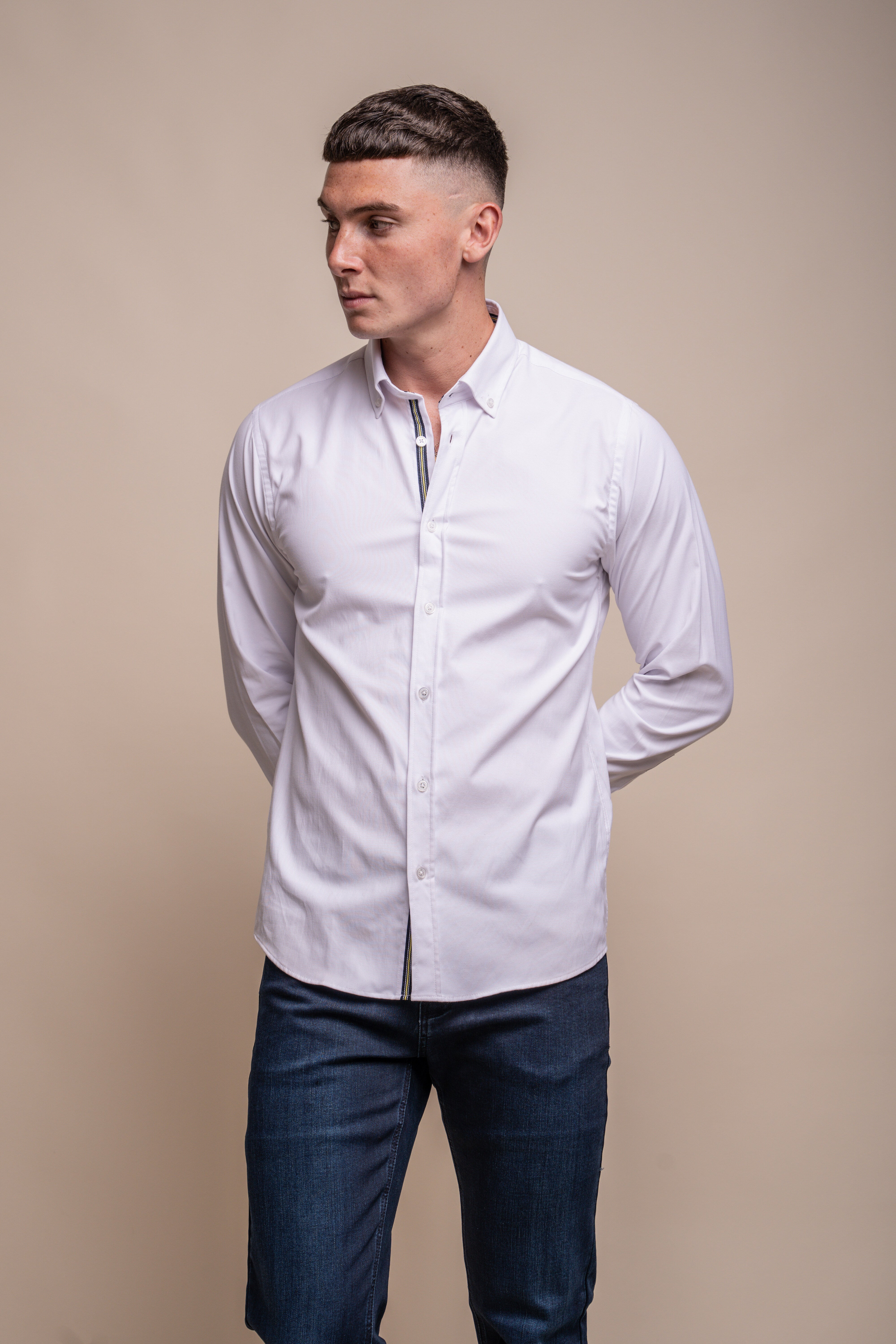 Men's Cotton Casual Shirt - Tessa - White Model Picture