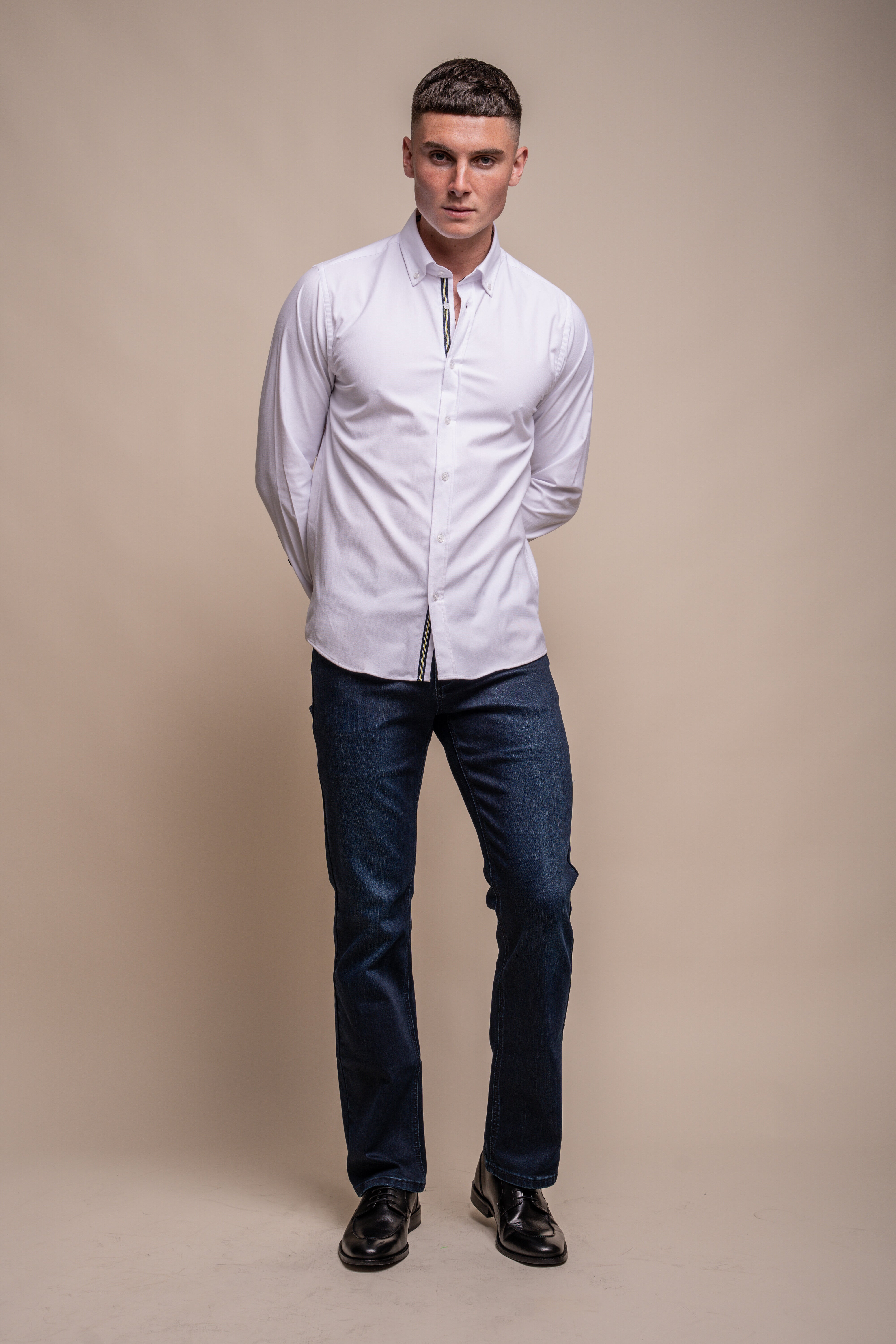 Men's Cotton Casual Shirt - Tessa - White Model Front Picture