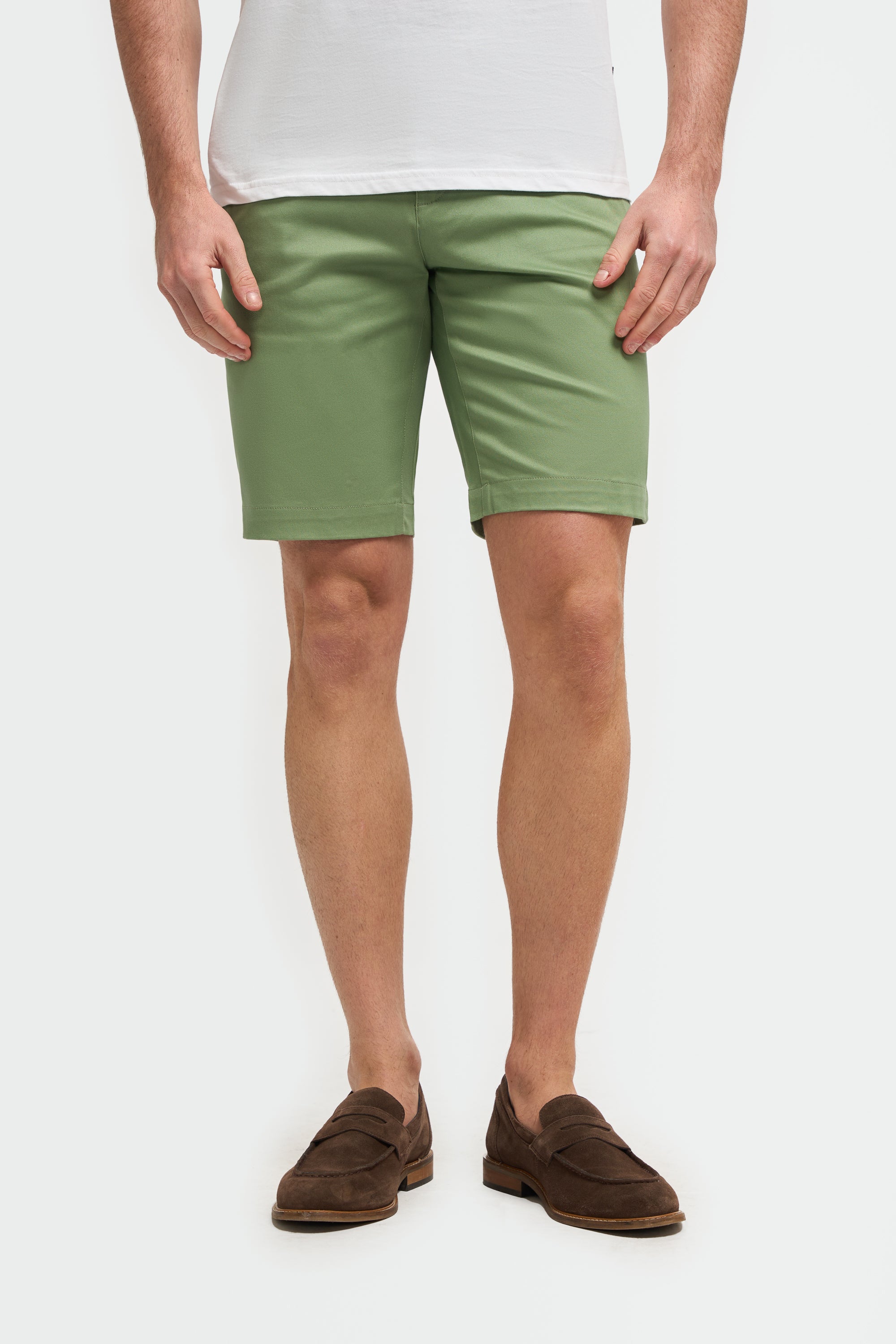 Men's Cotton Casual Slim Fit Chino Shorts - DAKOTA - Jade Front Picture