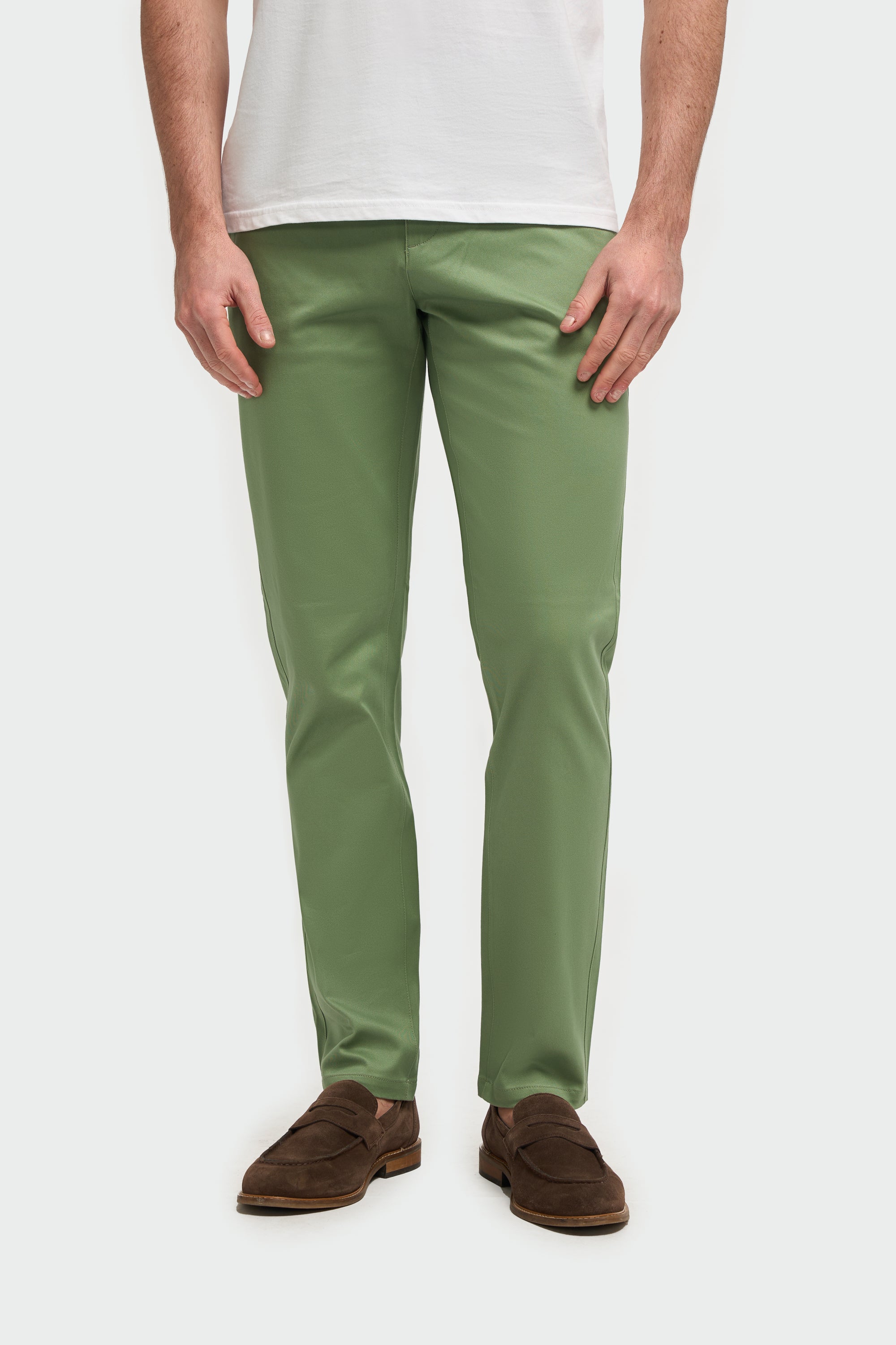 Men's Cotton Chino Trousers - DAKOTA - Jade Trousers Front Picture