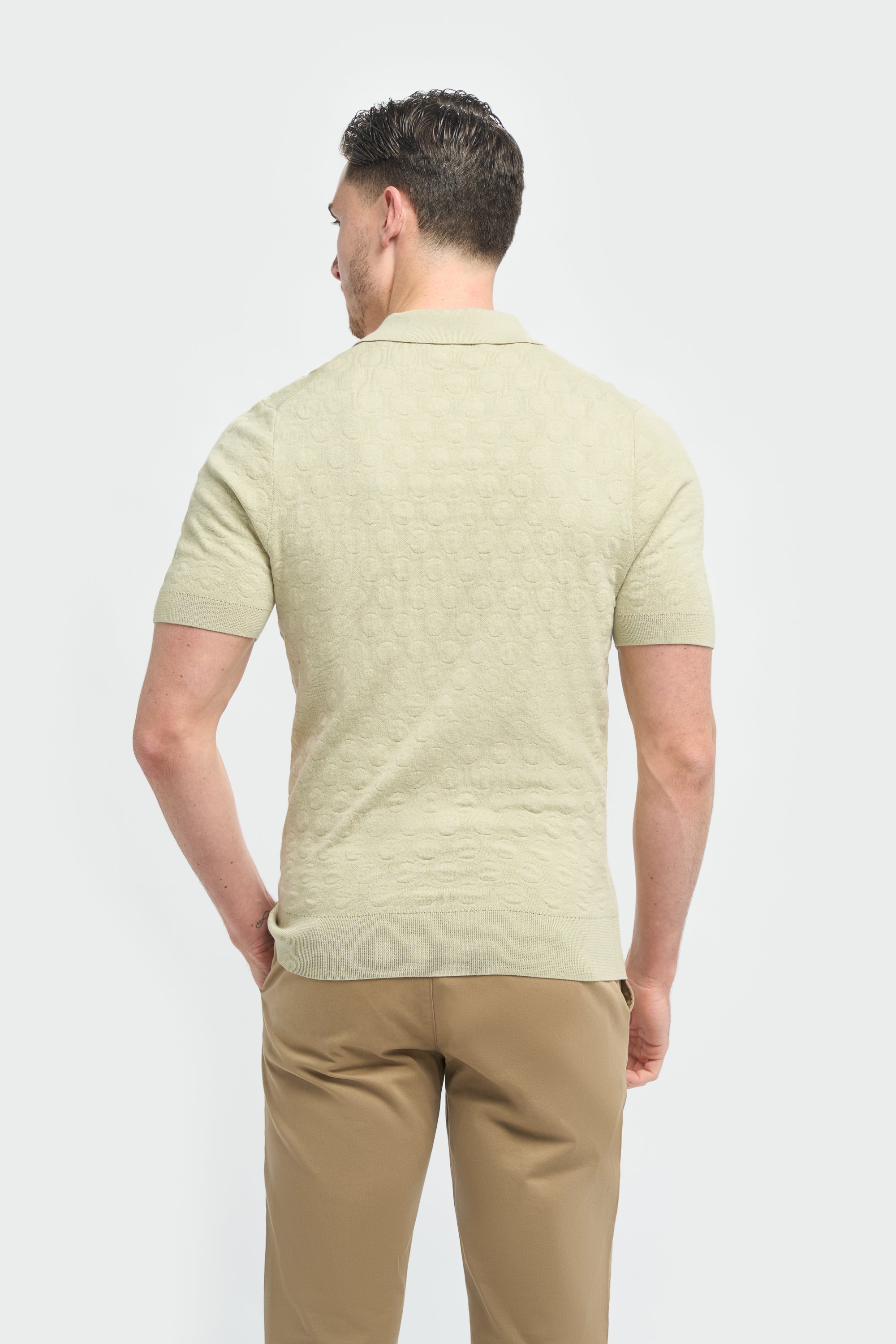 Men’s Cotton Knit Polo T-Shirt - Armando - Sage Green Back PIcture