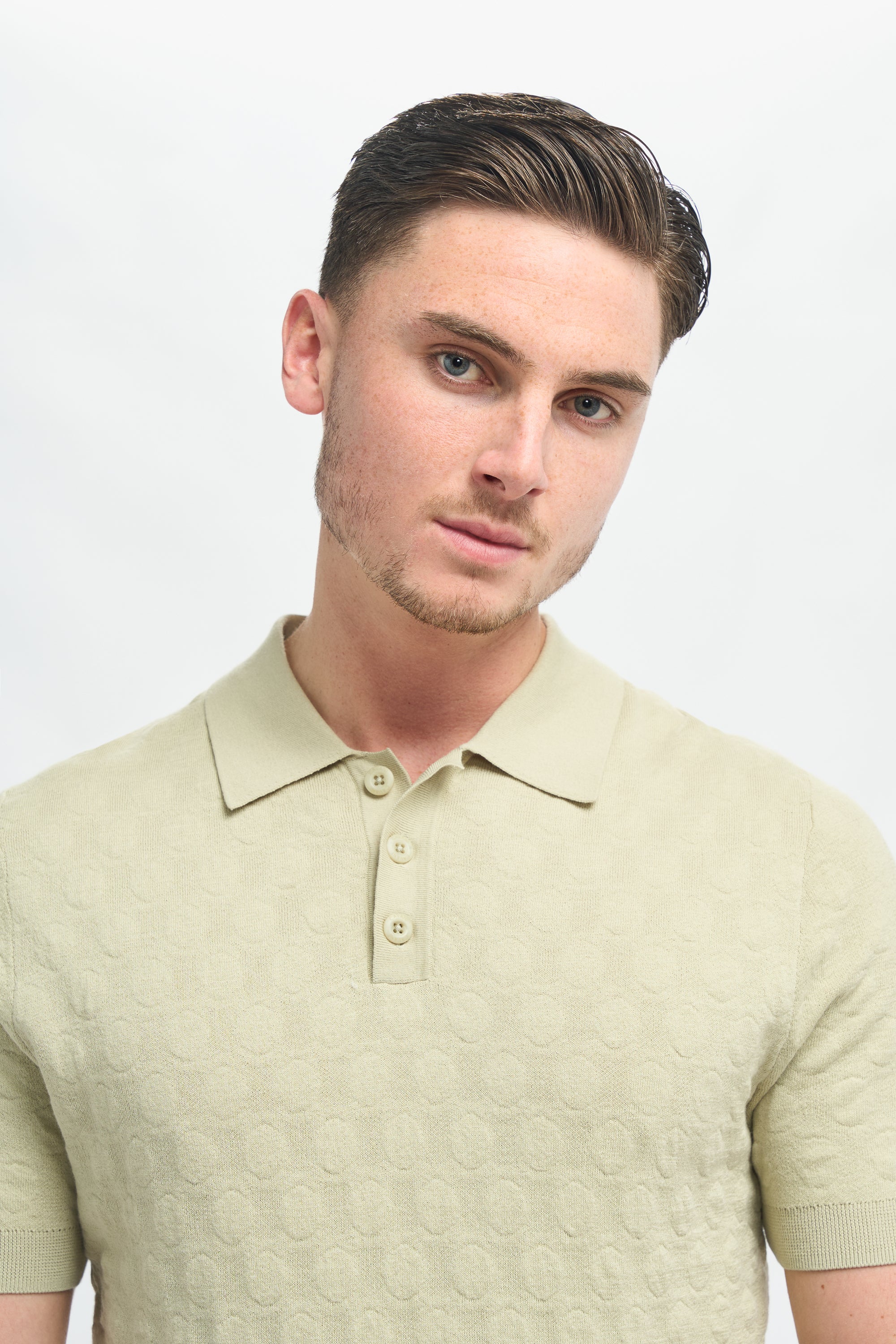 Men’s Cotton Knit Polo T-Shirt - Armando - Sage Green