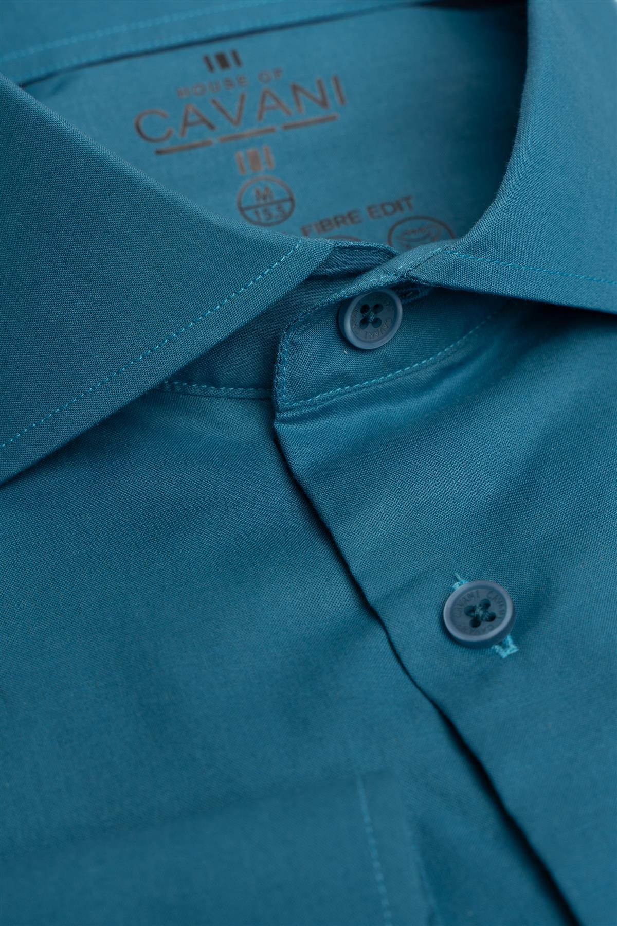 Men’s Cotton Long Sleeve Formal Shirt - Flamino Aqua