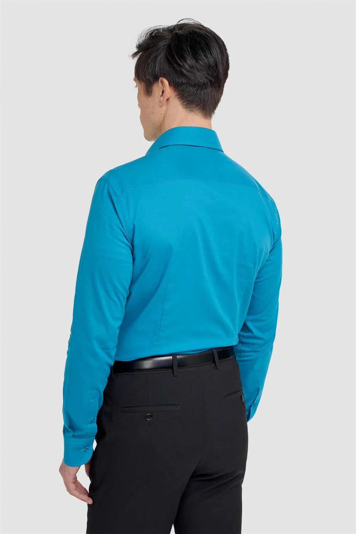 Men’s Cotton Long Sleeve Formal Shirt - Flamino Aqua