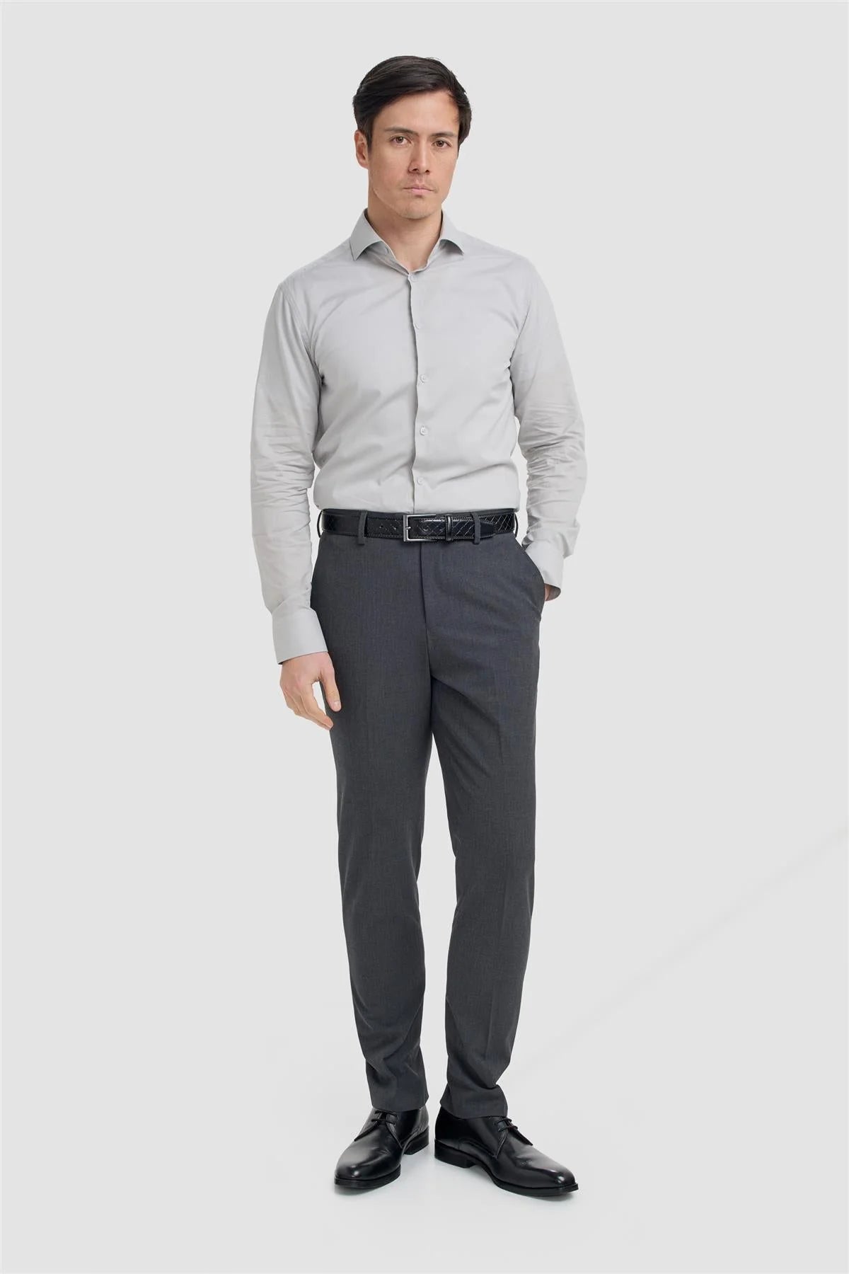 Men’s Cotton Long Sleeve Formal Shirt - Flamino Stone
