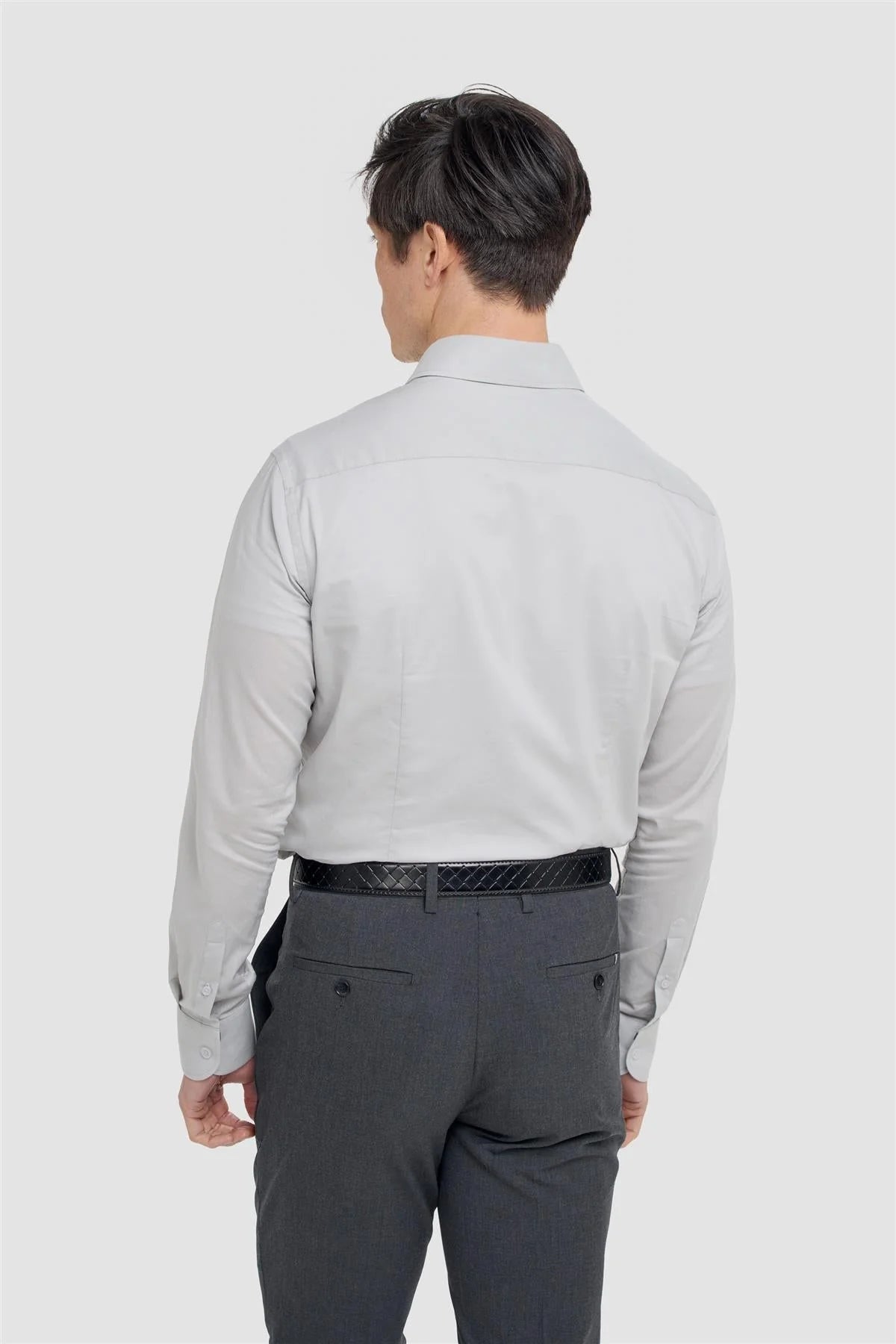 Men’s Cotton Long Sleeve Formal Shirt - Flamino Stone
