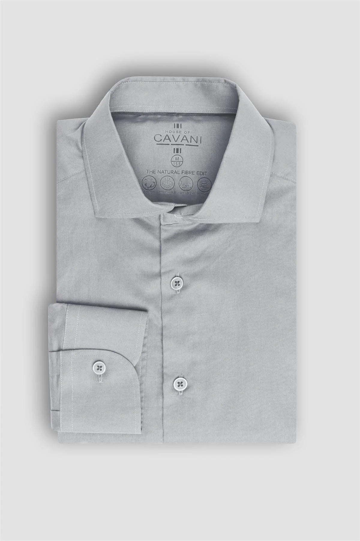 Men’s Cotton Long Sleeve Formal Shirt - Flamino Stone