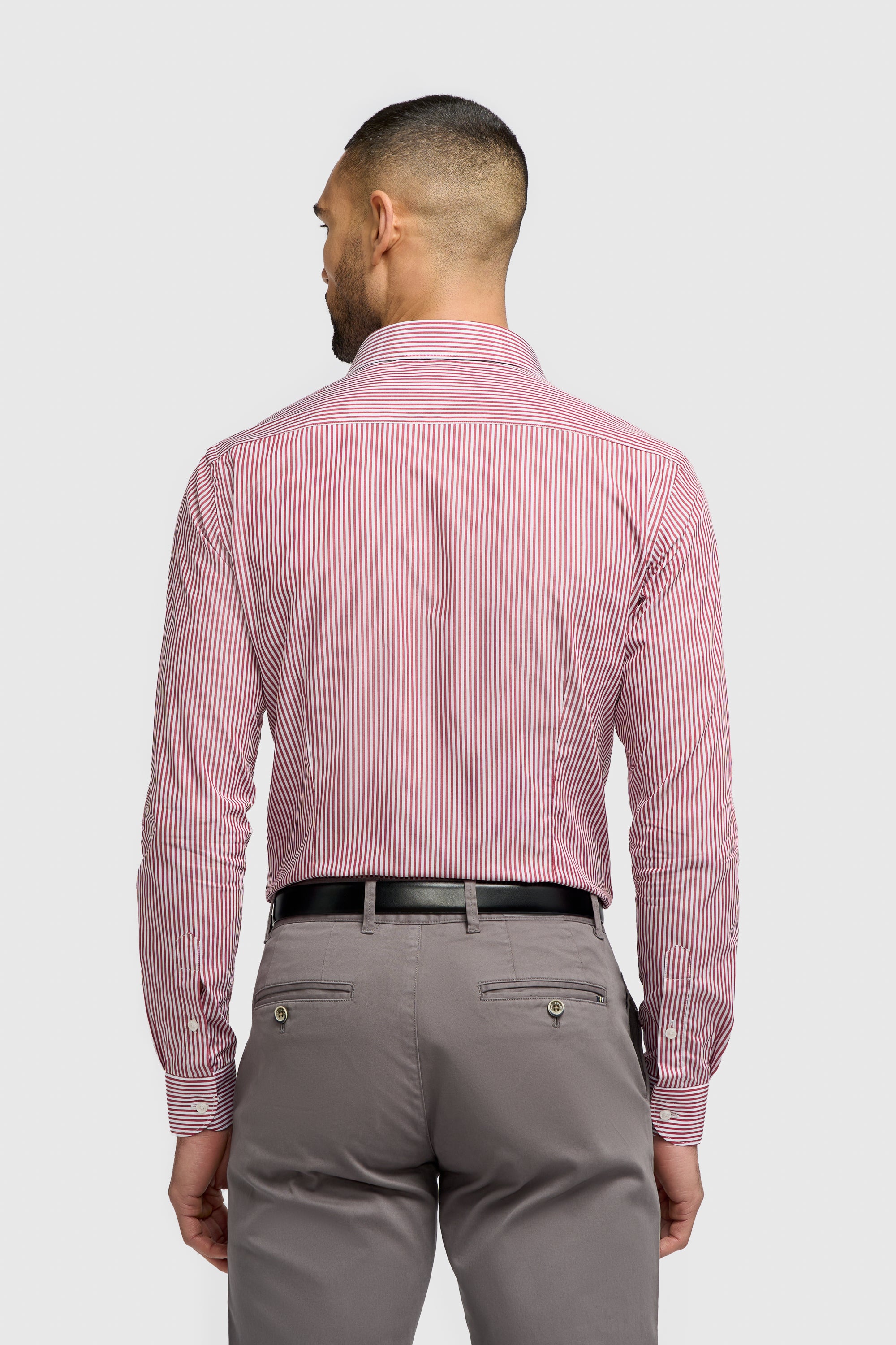 Men’s Cotton Pinstripe Long Sleeve Shirt - Argiro -  Red Back Picture