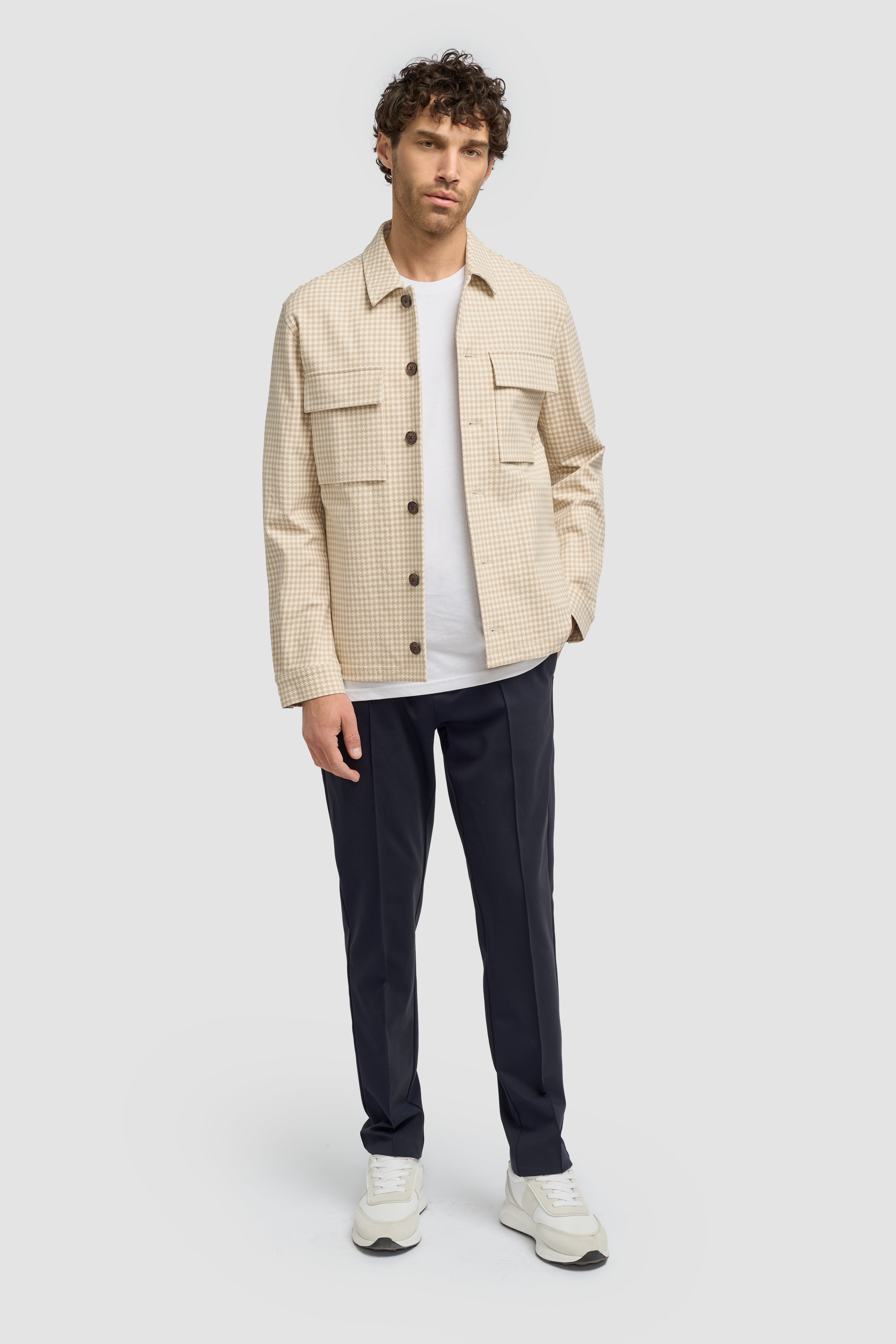 Men’s Cotton Relaxed Fit Houndstooth Overshirt - Marata Front Picture