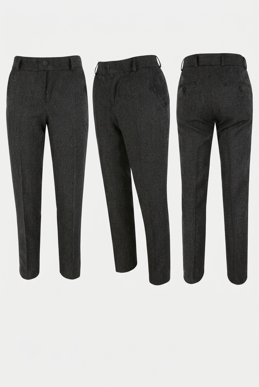 Boys Dark Charcoal Textured 3 Piece Suit