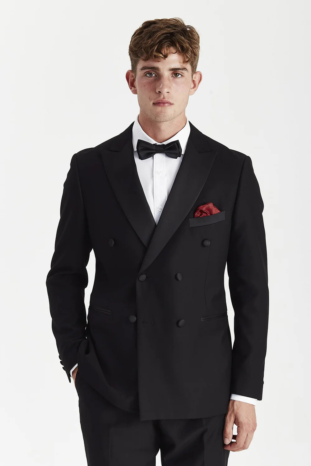 Men’s Double Breasted Tuxedo Dinner Jacket - Harry - Black Model Picture