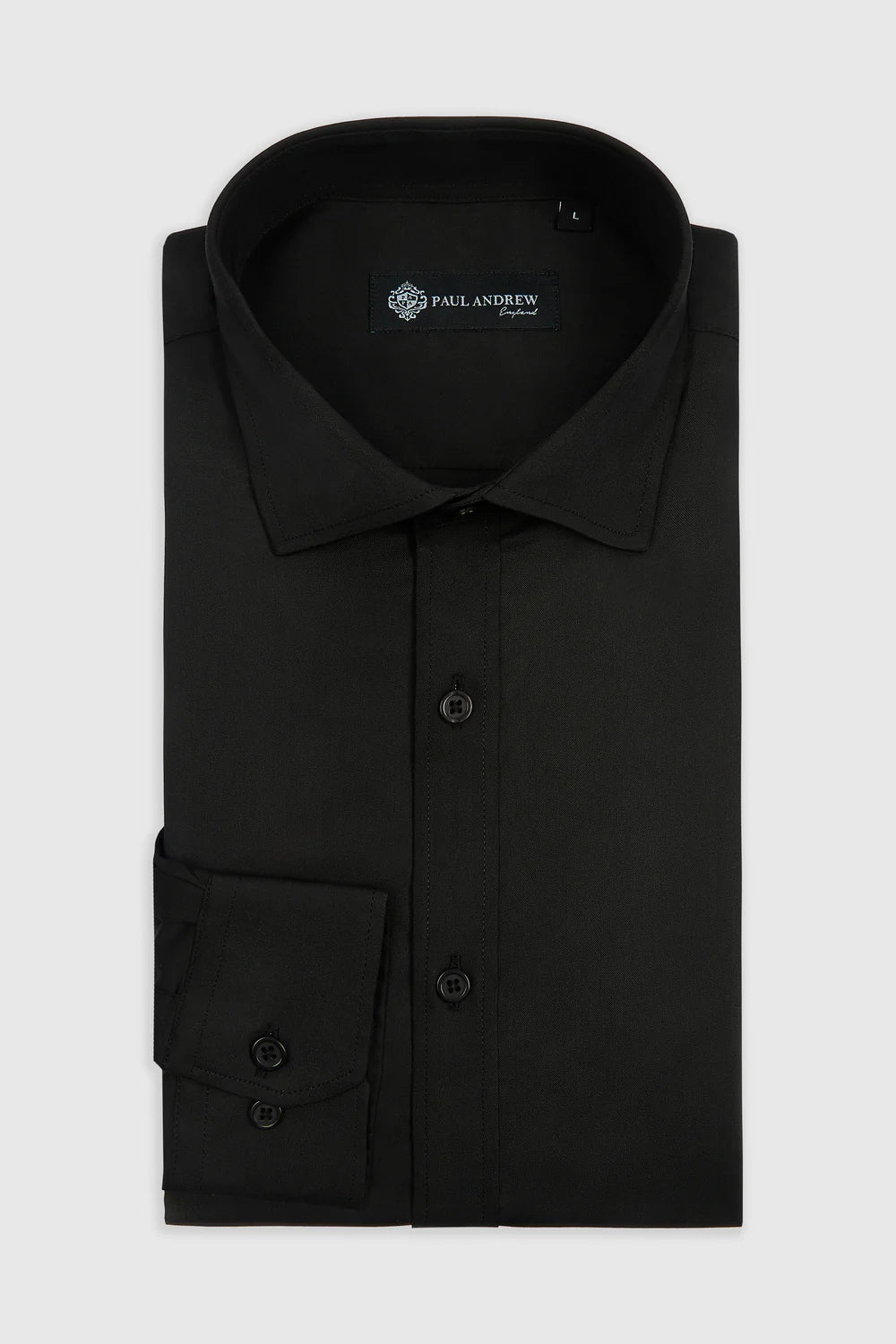 Men's Double Cuff Tailored Fit Formal Shirt - Black Front Picture