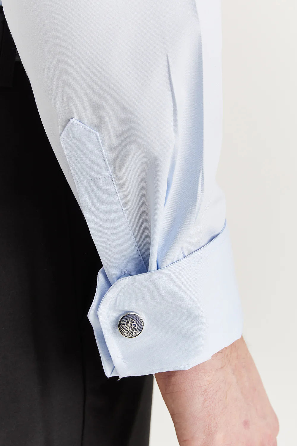 Men's Double Cuff Tailored Fit Formal Shirt - Blue Cufflinks Picture