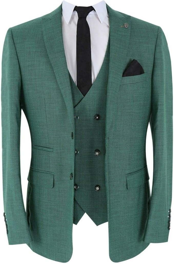Men's Emerald Green 3 Piece Slim Fit Suit – Blazer, Waistcoat & Trousers
