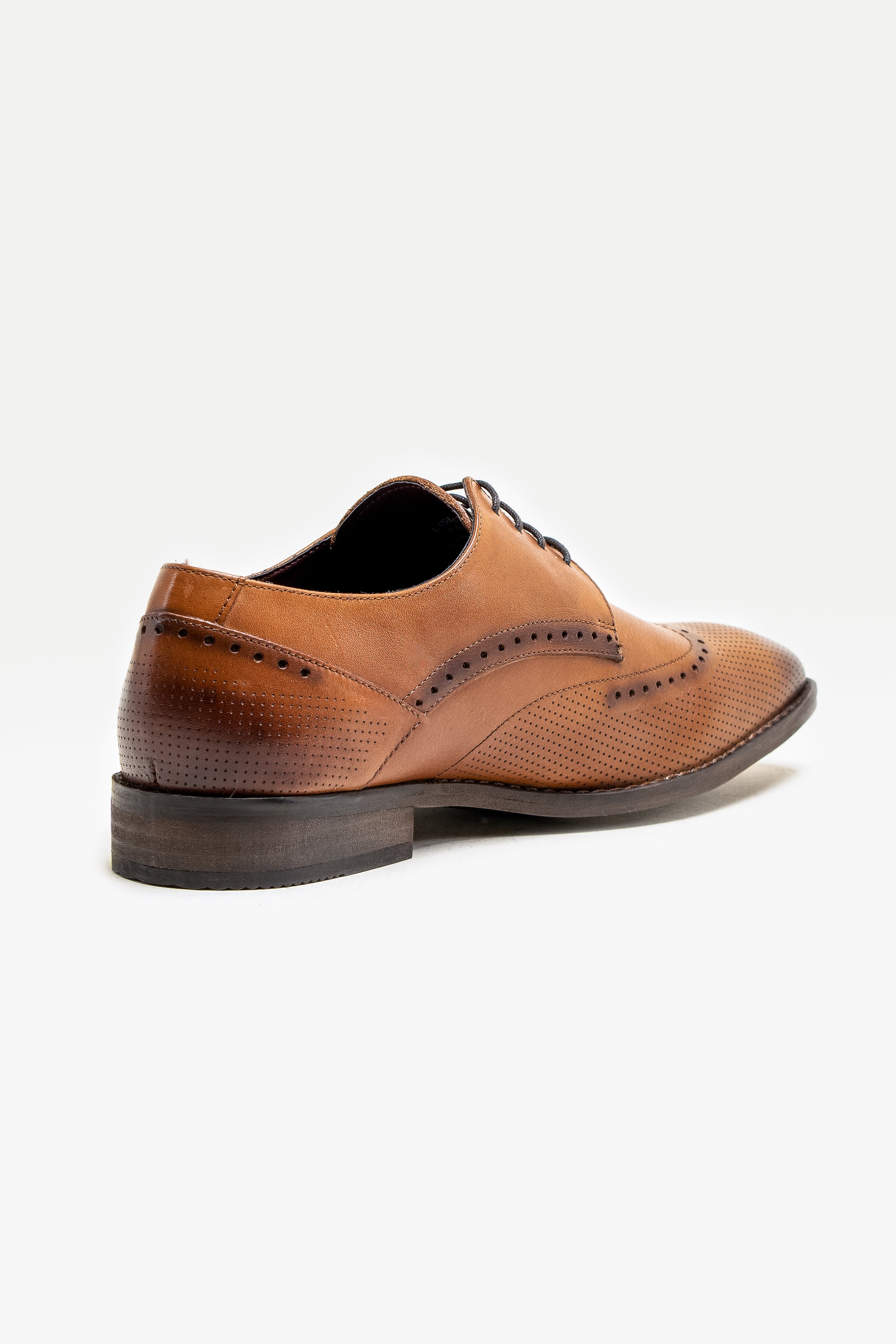 Men's Genuine Leather Derby Brogue Shoes - LISBON Tan Back Picture