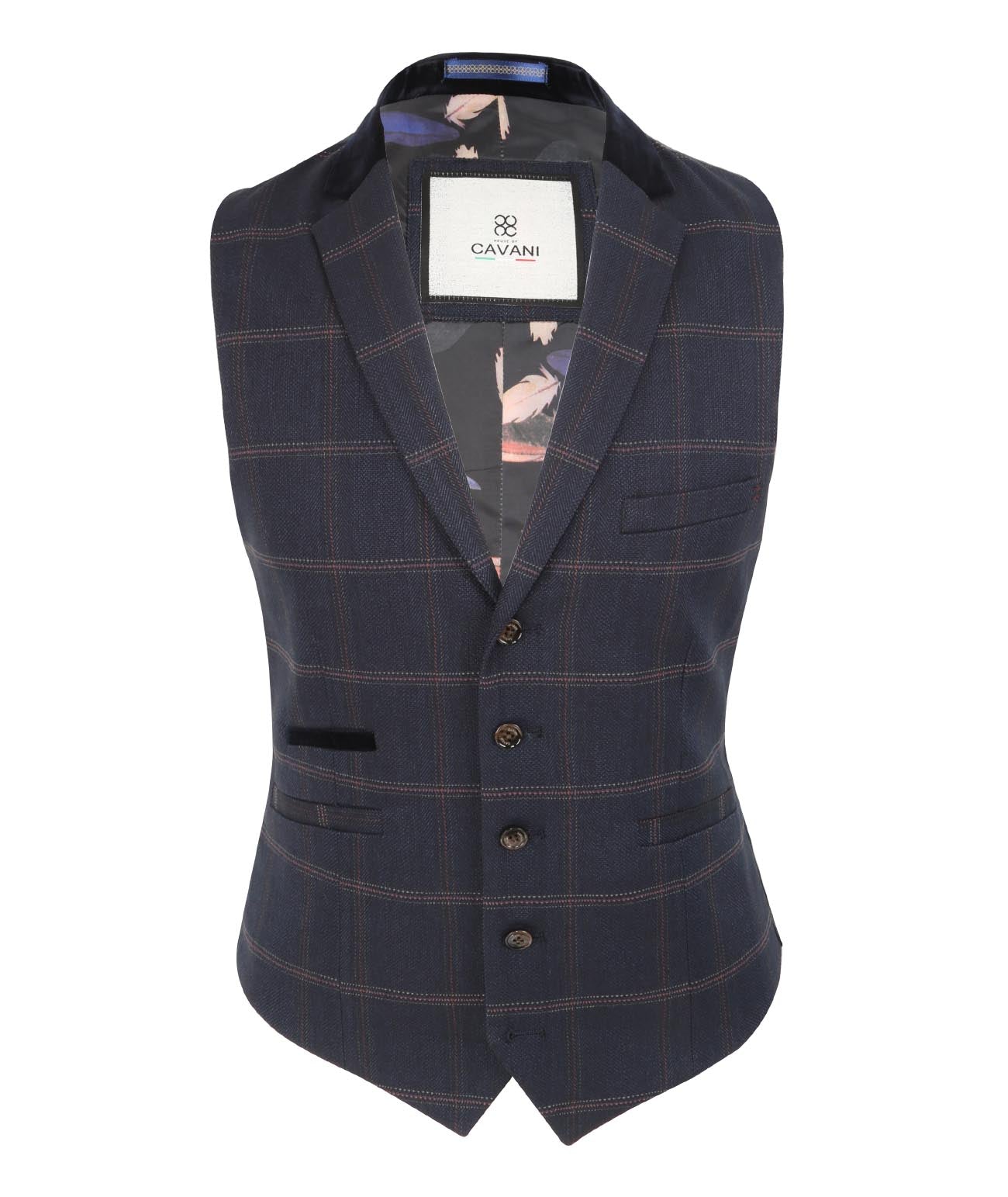 Men’s Herringbone Check Waistcoat - Style Connal Navy