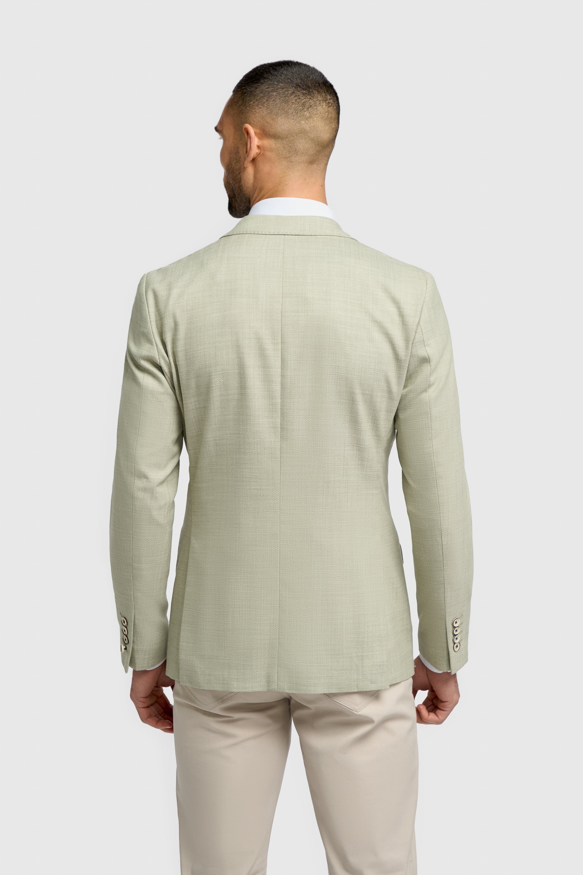 Men’s Herringbone Twill Blazer - Kovan -  Sage Green Back Picture