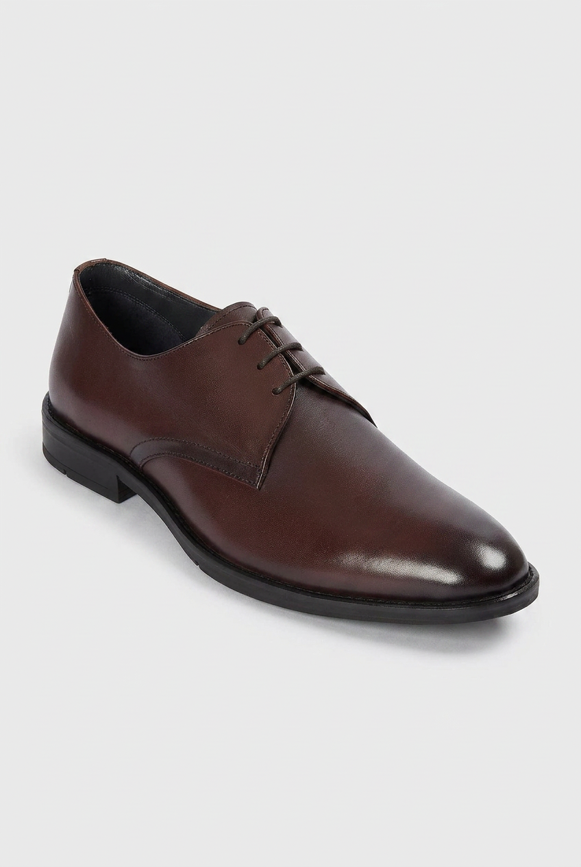 Men’s Leather Derby Lace Up Shoes - Brown 