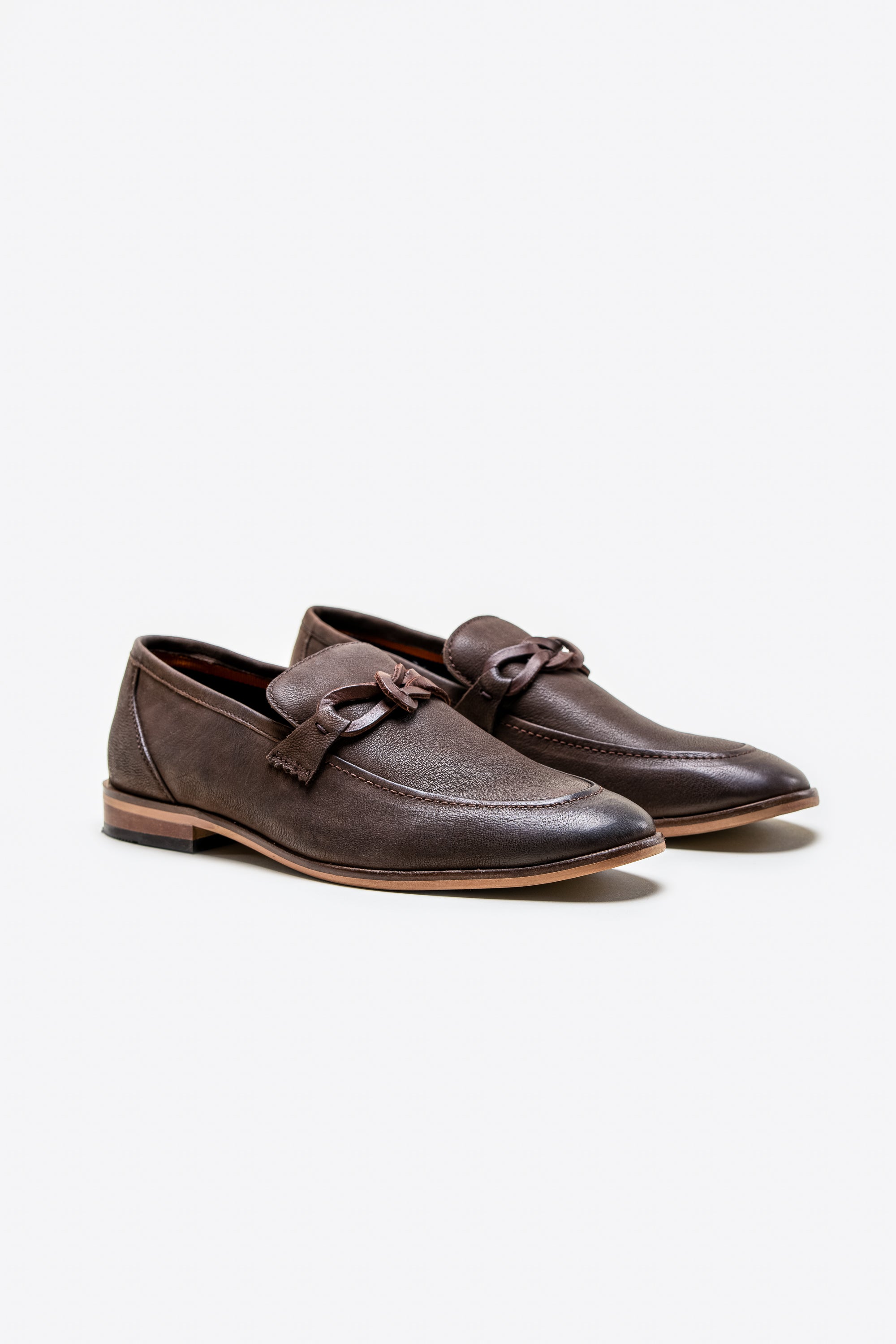 Men's Leather Slip-On Horsebit Loafer - ARLINGTON - Rust Brown Pair Side Picture