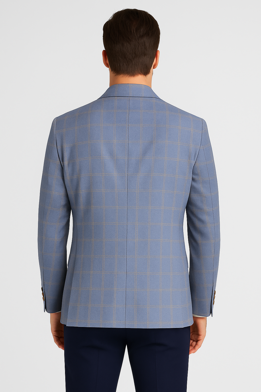 Men’s Light Blue Windowpane Slim Fit Blazer Back Picture