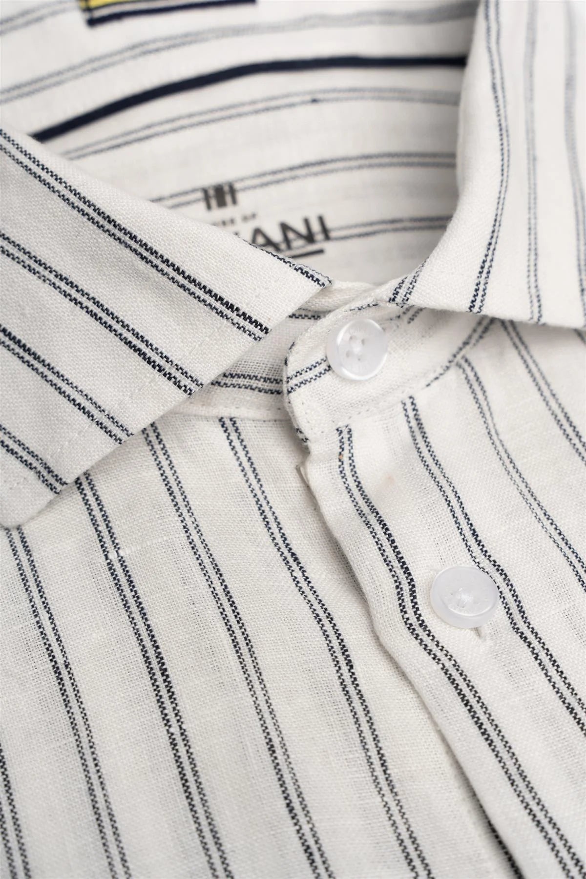 Men’s Linen Long Sleeve Striped Shirt - Alberi - White