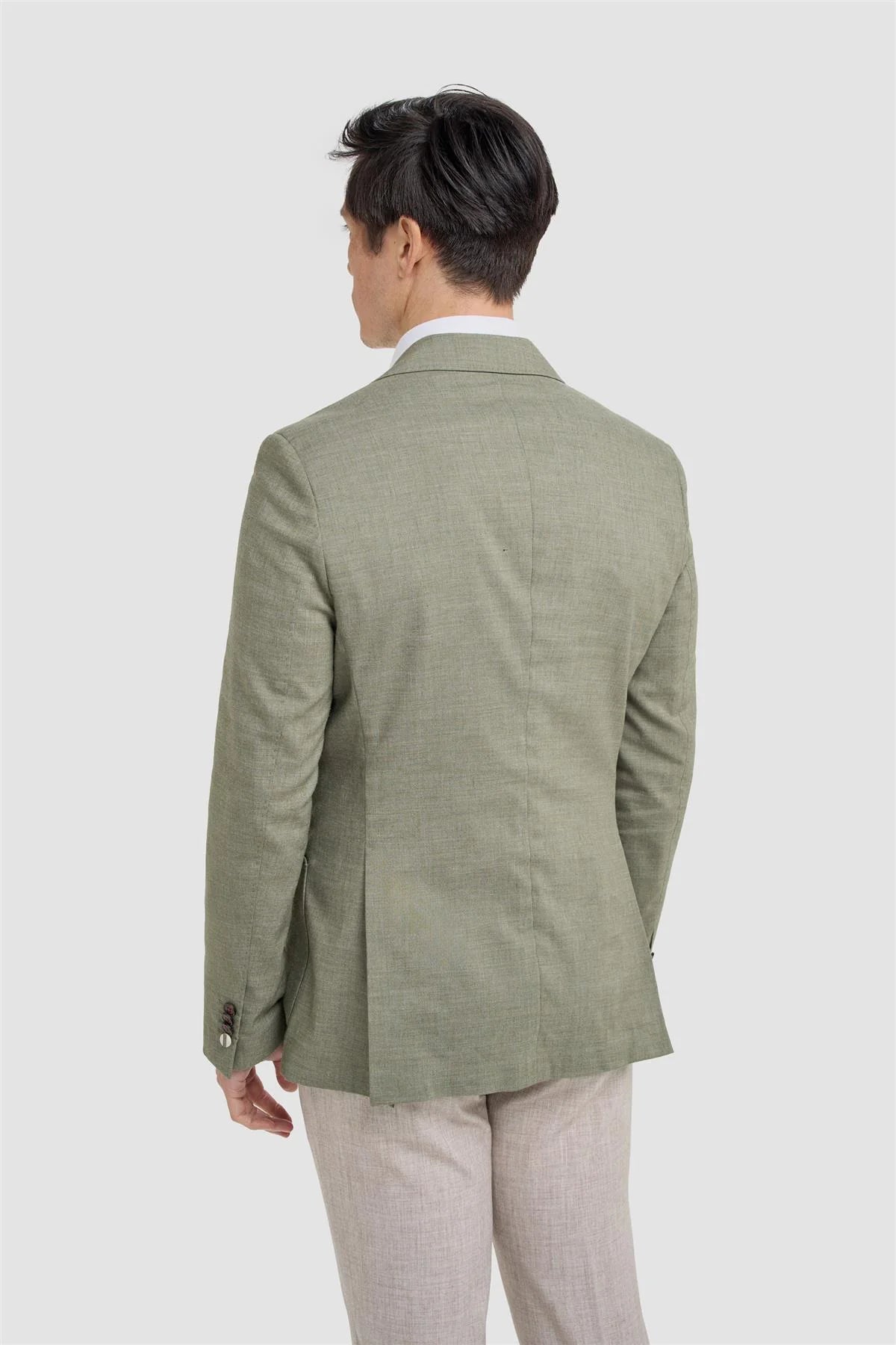 Men’s Linen Slim Fit Casual Blazer with Patch Pockets - Luca - Sage Green
