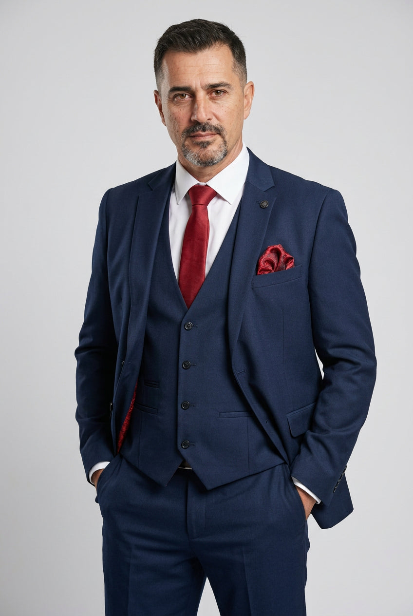 Men’s Navy 3 Piece Tailored Fit Suit