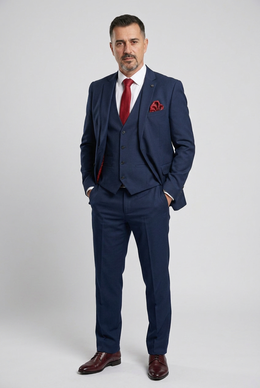 Men’s Navy 3 Piece Tailored Fit Suit
