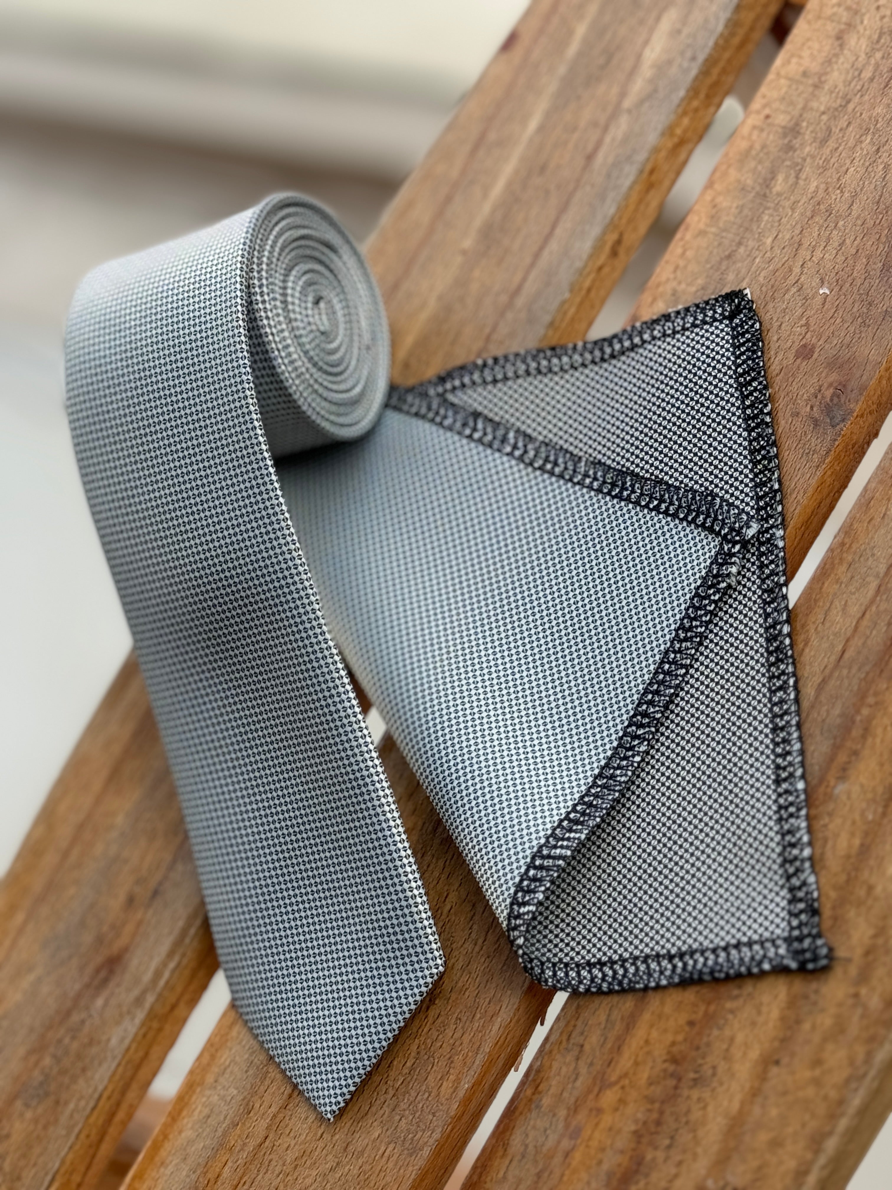 Men’s Oxford Weave Slim Tie Formal Neckwear- Light Grey