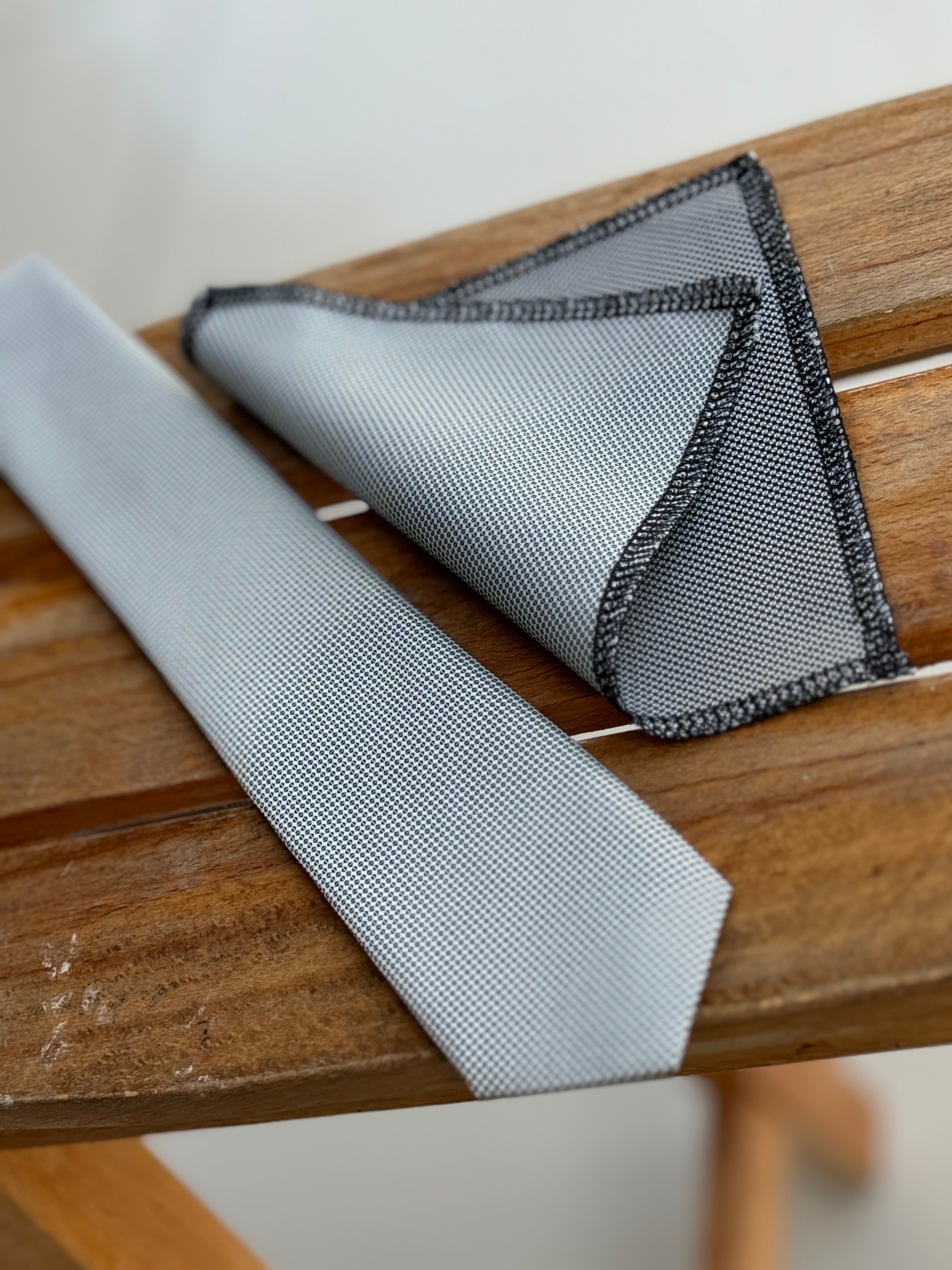 Men’s Oxford Weave Slim Tie Formal Neckwear- Light Grey Detail Picture