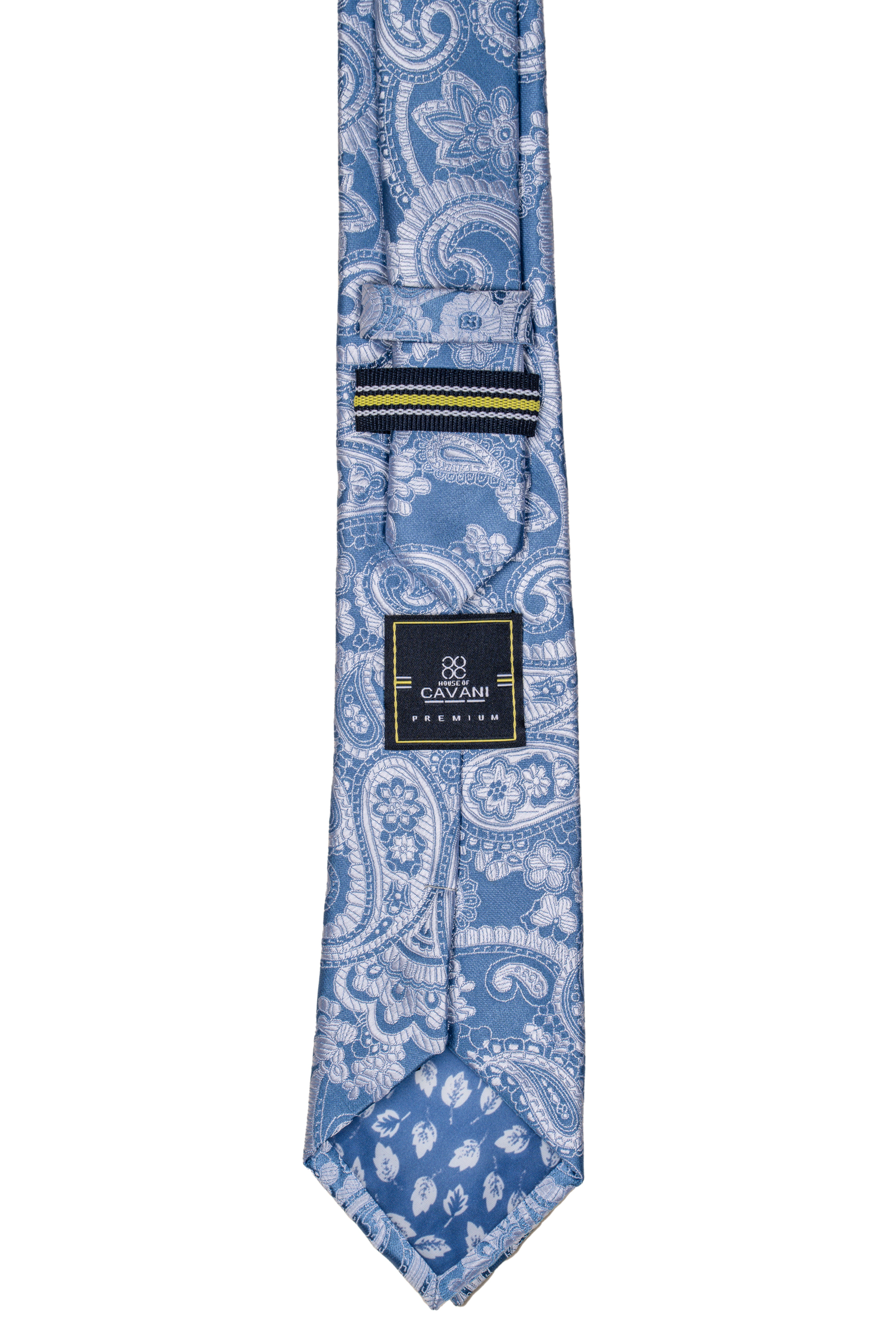 Men's Paisley Floral Patterned Tie Set - Aqua Blue Back Picture