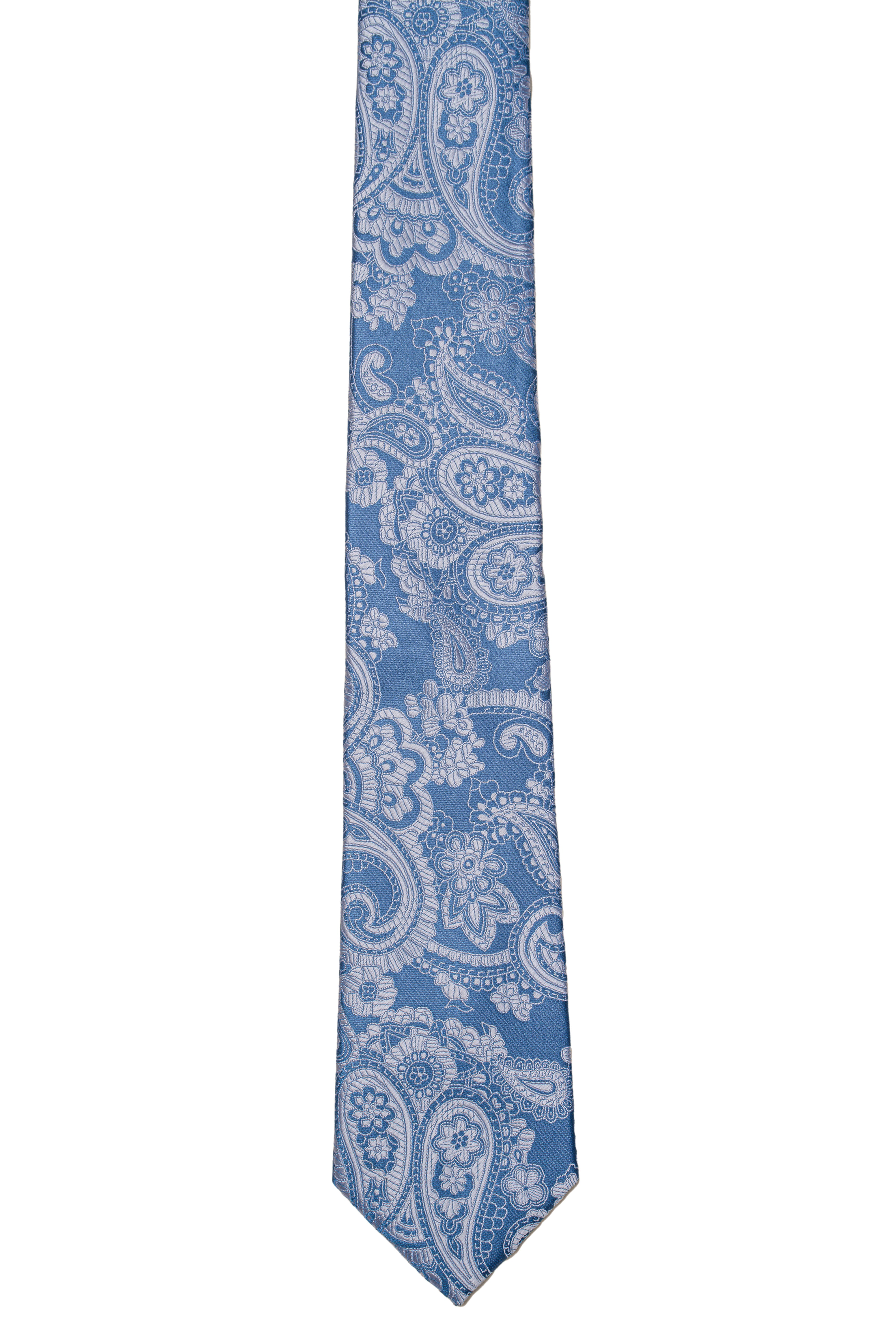 Men's Paisley Floral Patterned Tie Set - Aqua Blue