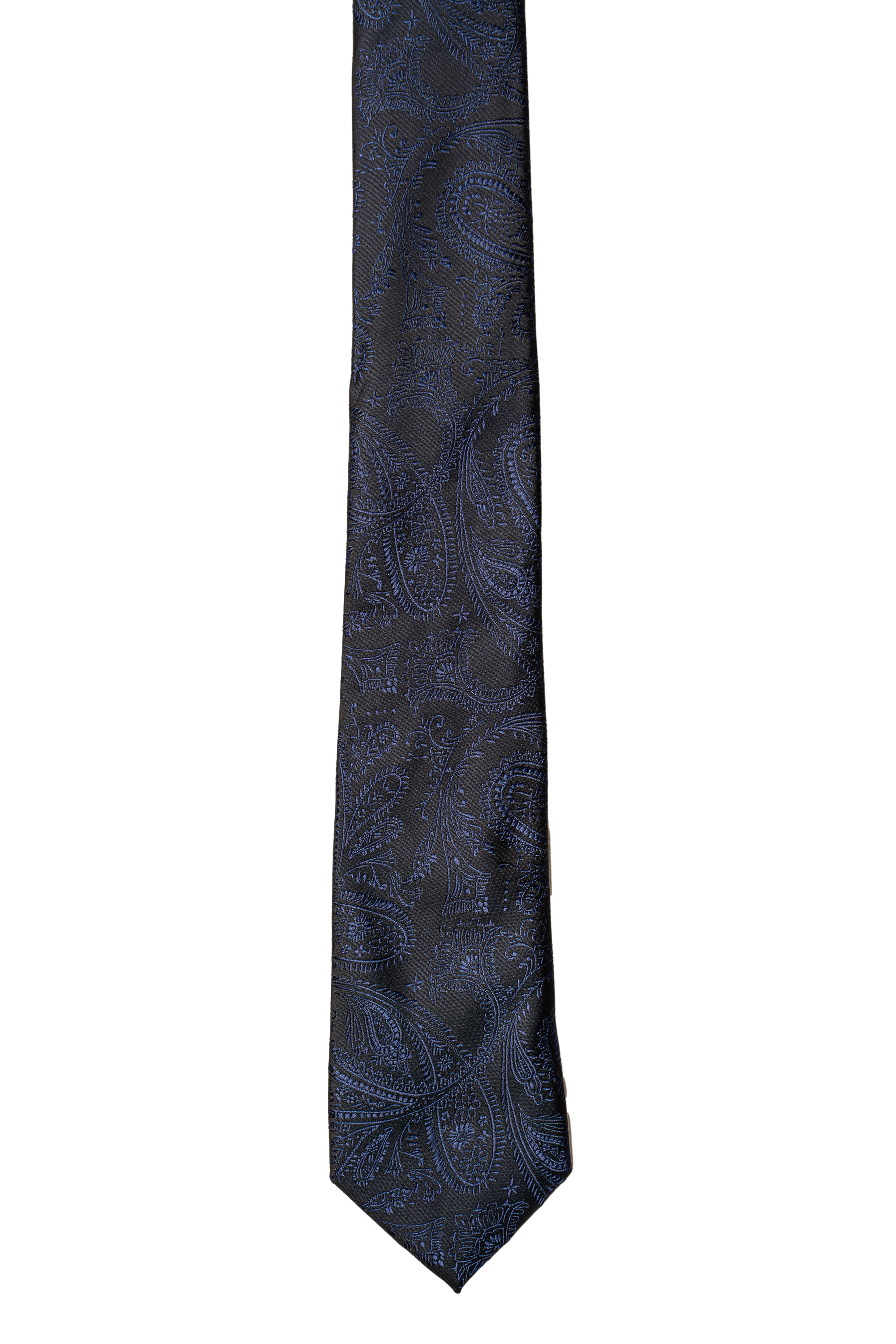 Men's Paisley Floral Patterned Tie Set - Charcoal Grey