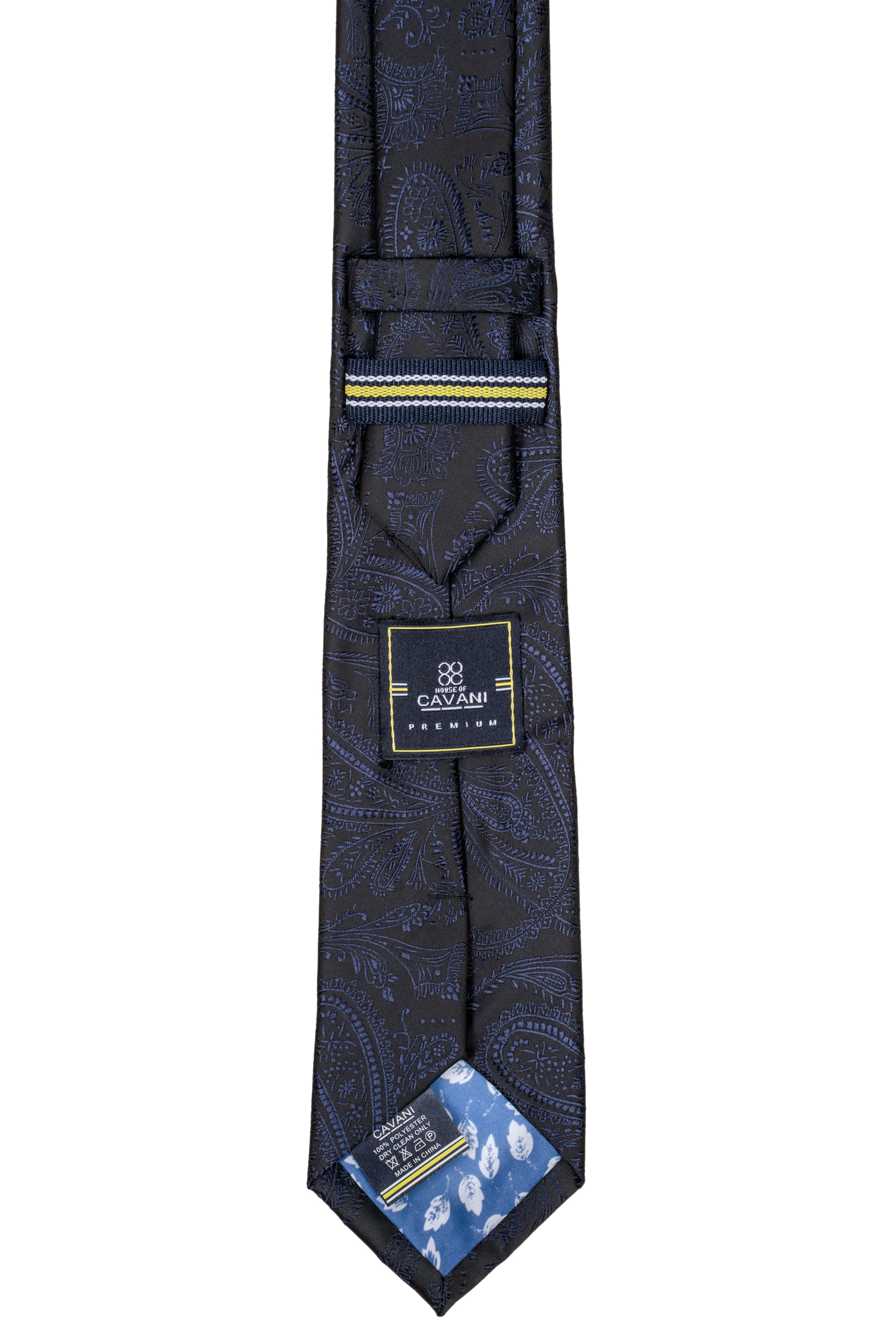 Men's Paisley Floral Patterned Tie Set - Charcoal Grey Back Picture