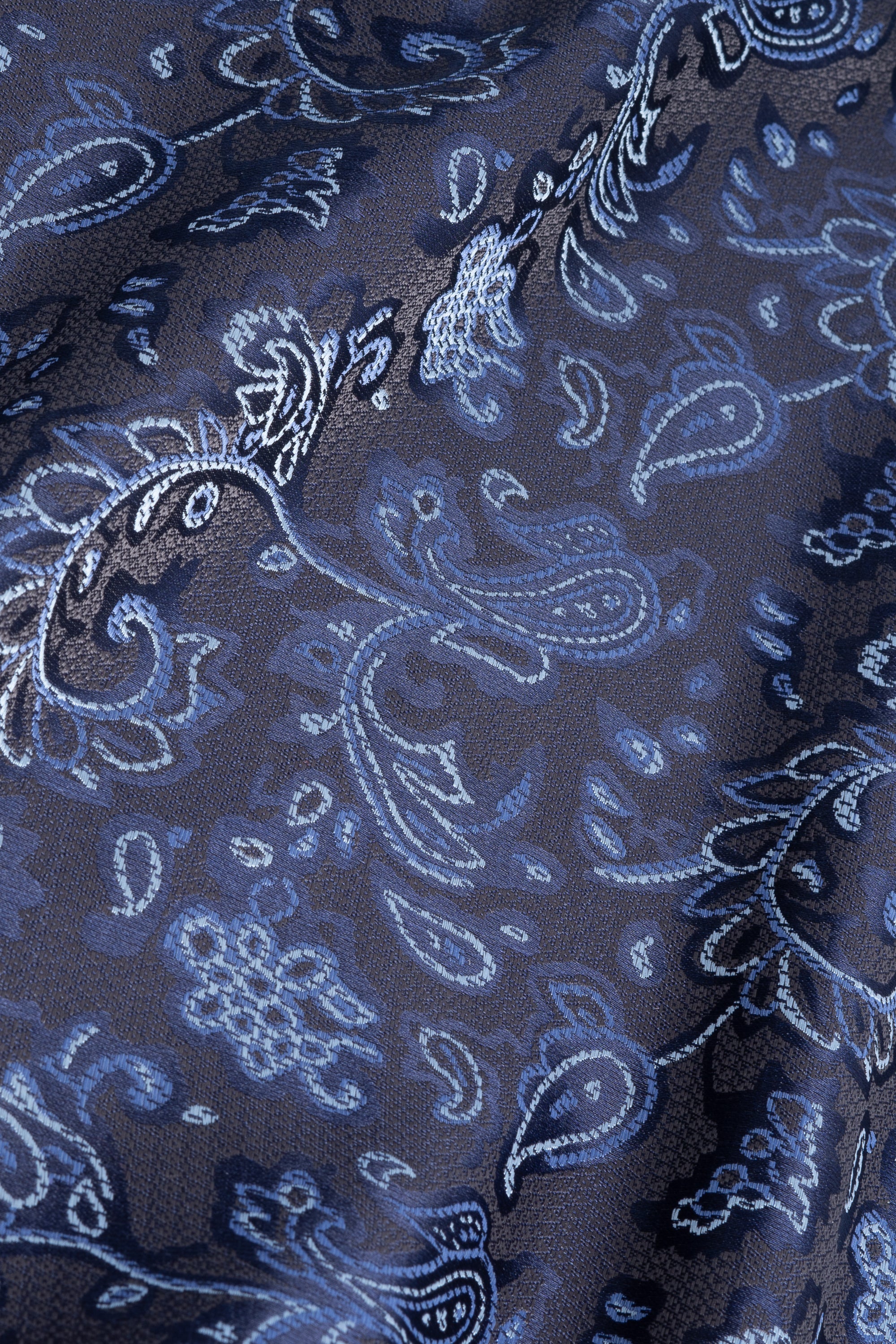 Men's Paisley Floral Patterned Tie Set - Grey Fabric Picture