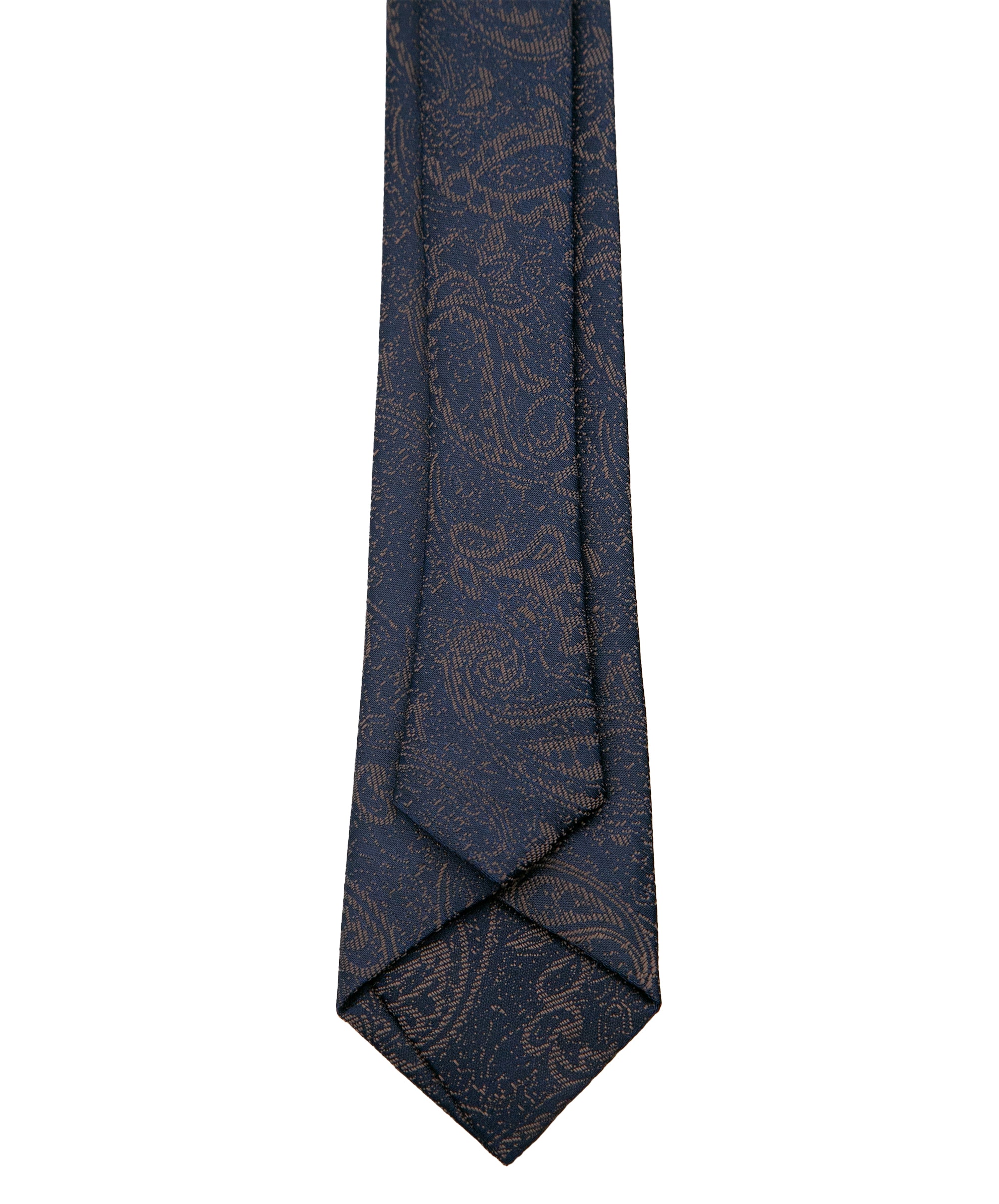 Men’s Paisley Slim Tie & Pocket Square Set in Brown Tie Back Picture