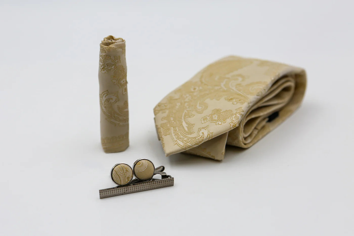 Men's Paisley Tie Cufflink Set - Cream