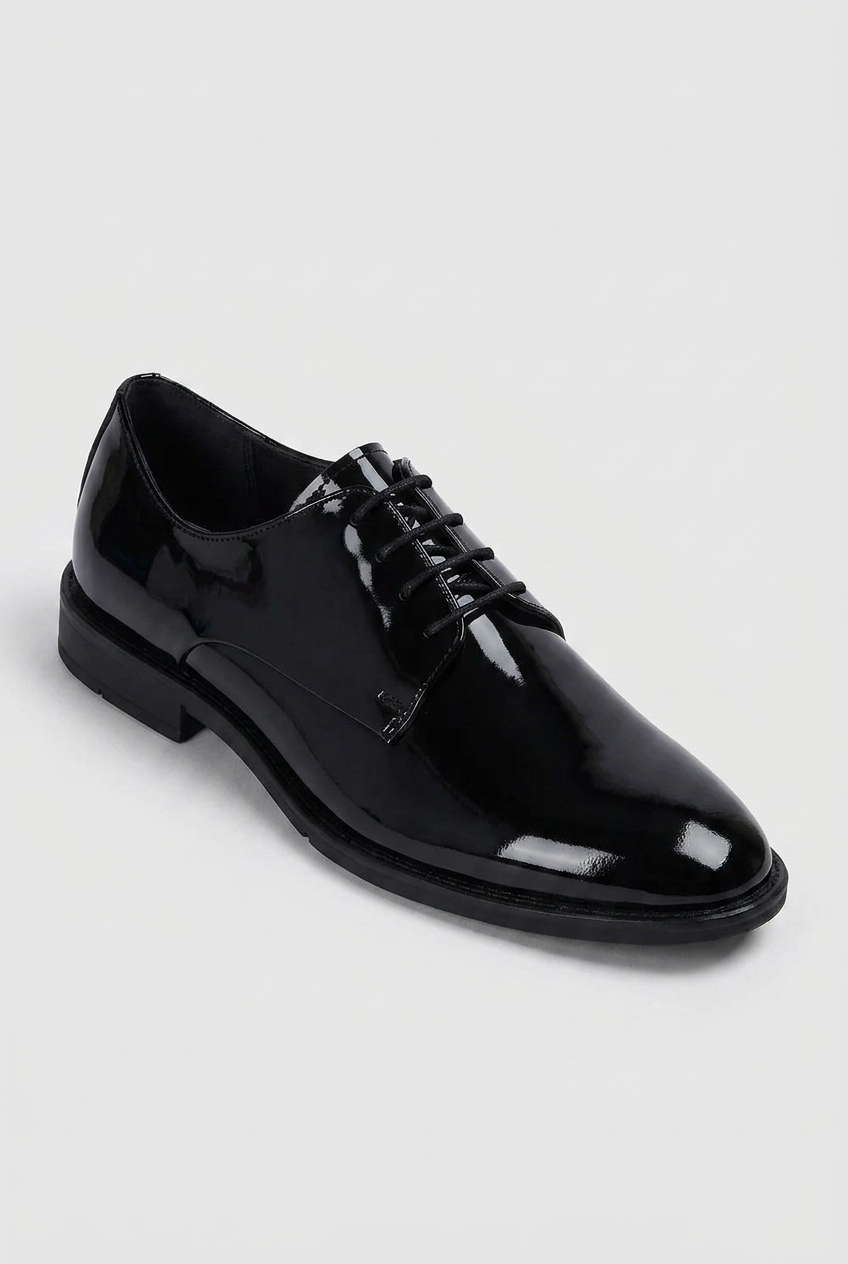 Men’s Patent Leather Derby Dress Shoes - Black 