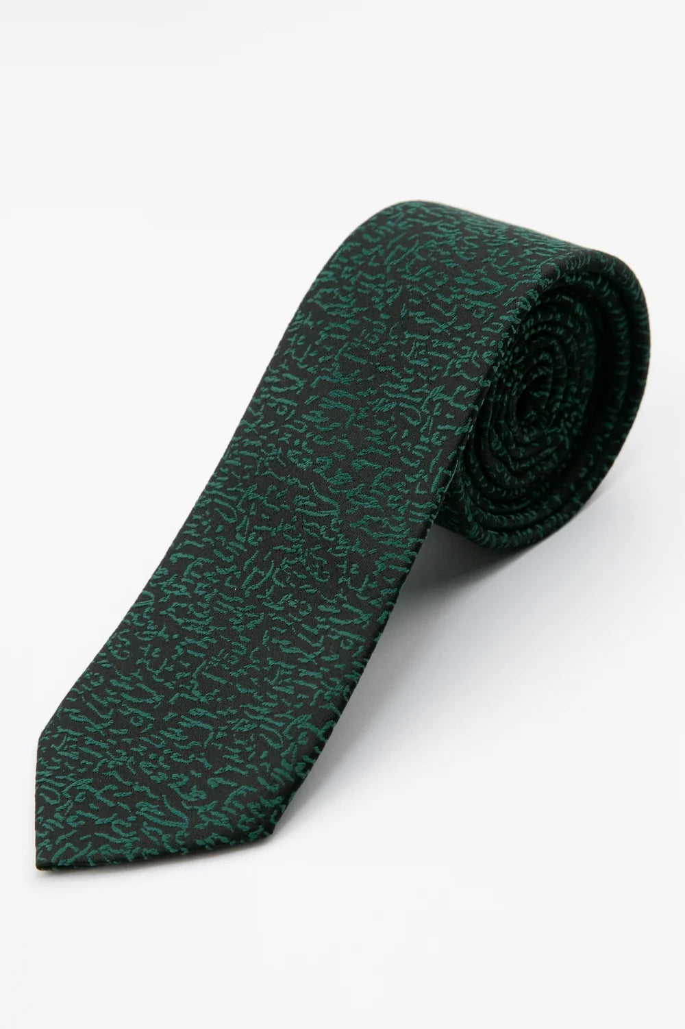 Men’s Pebble Textured Slim Tie & Pocket Square Set in Green