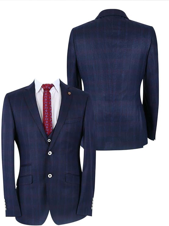 Men’s Pinstripe 3 Piece Suit with Jacket, Waistcoat & Trousers - Style LUCAS Tonic Blue